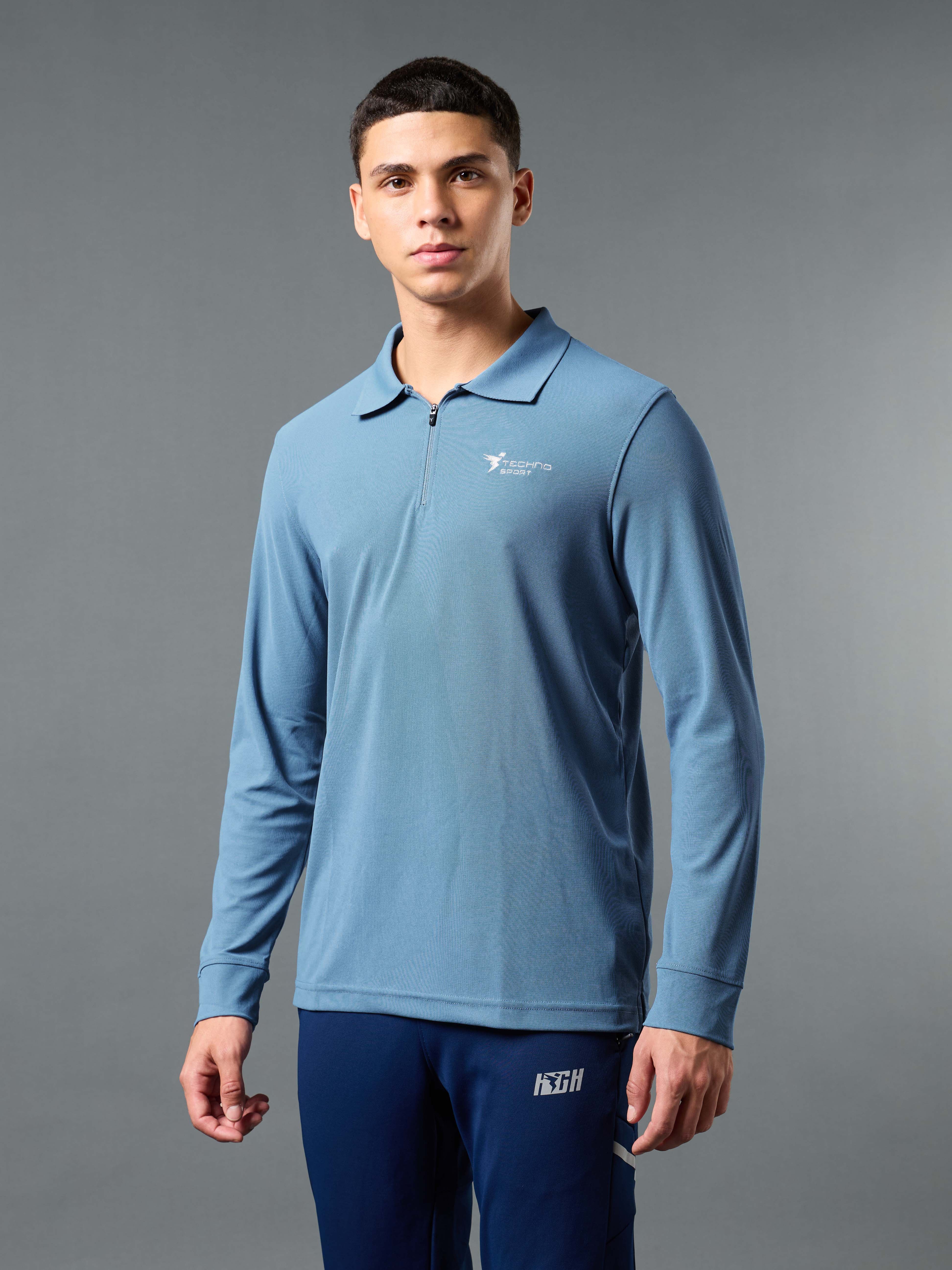Men Solid Slim Fit Polo Sports T-shirt with MATPIQ - Image 4