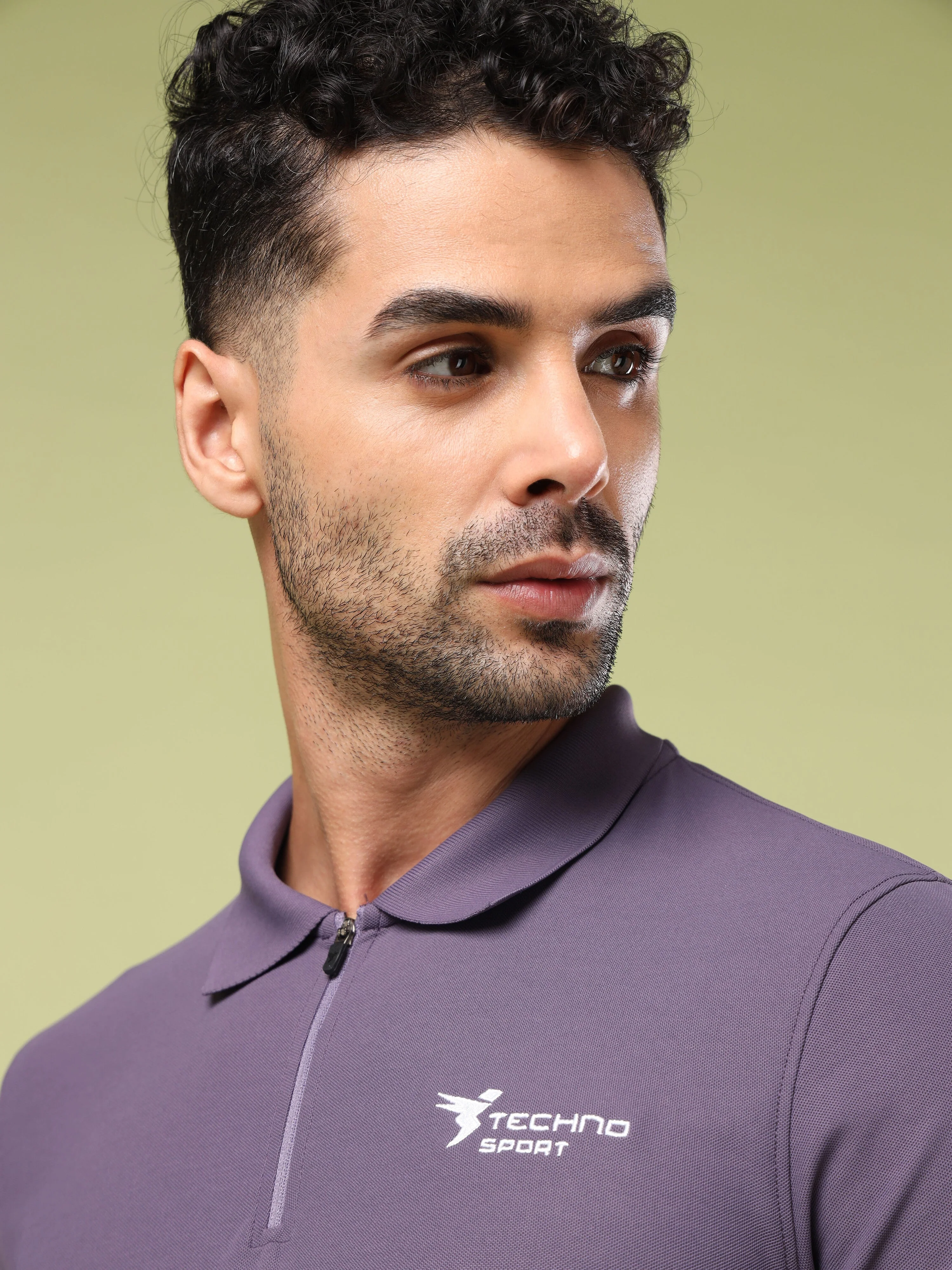Men Solid Slim Fit Polo Sports T-shirt with MATPIQ - Image 6