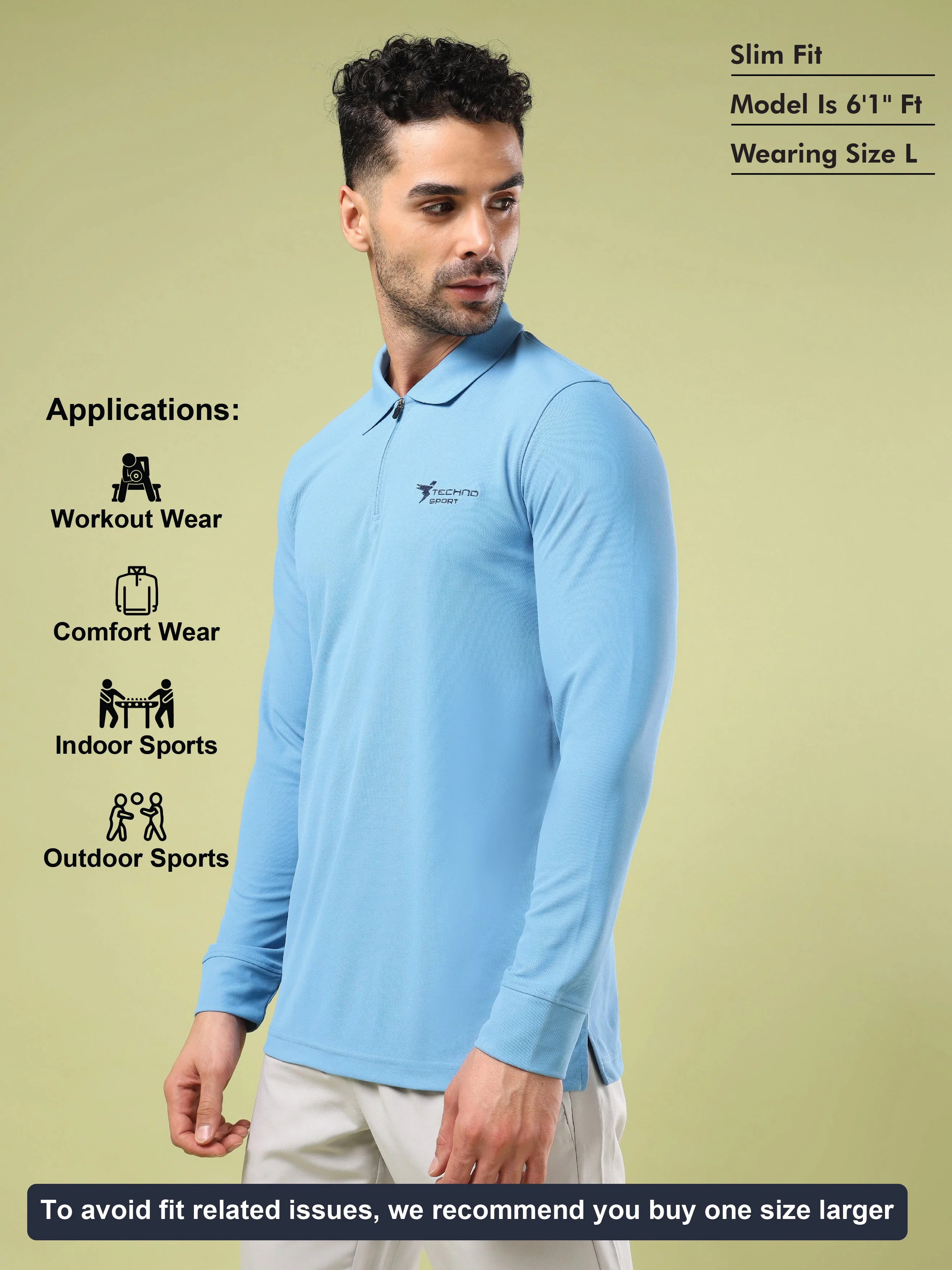 Men Solid Slim Fit Polo Sports T-shirt with MATPIQ - Image 4