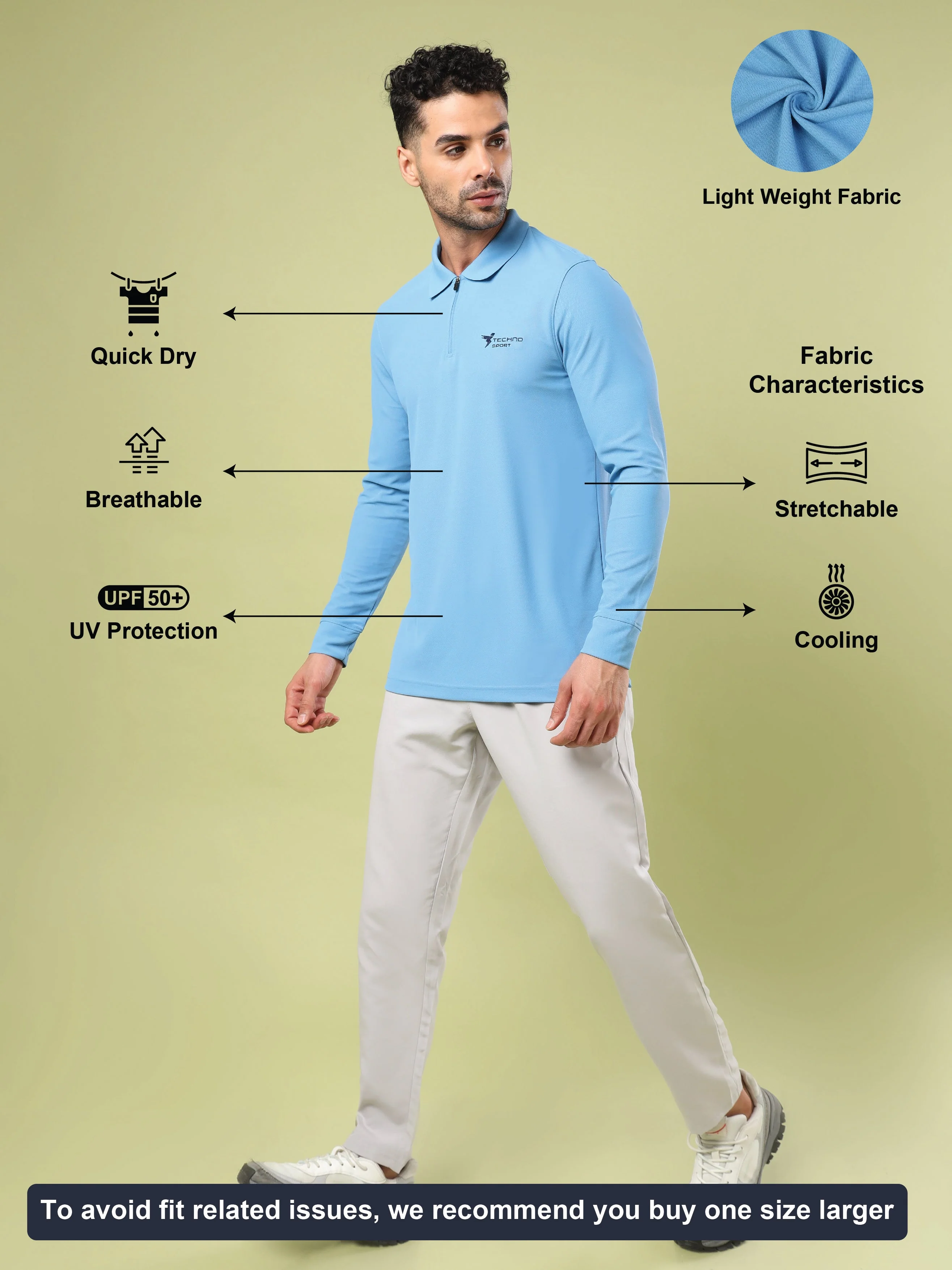 Men Solid Slim Fit Polo Sports T-shirt with MATPIQ - Image 5