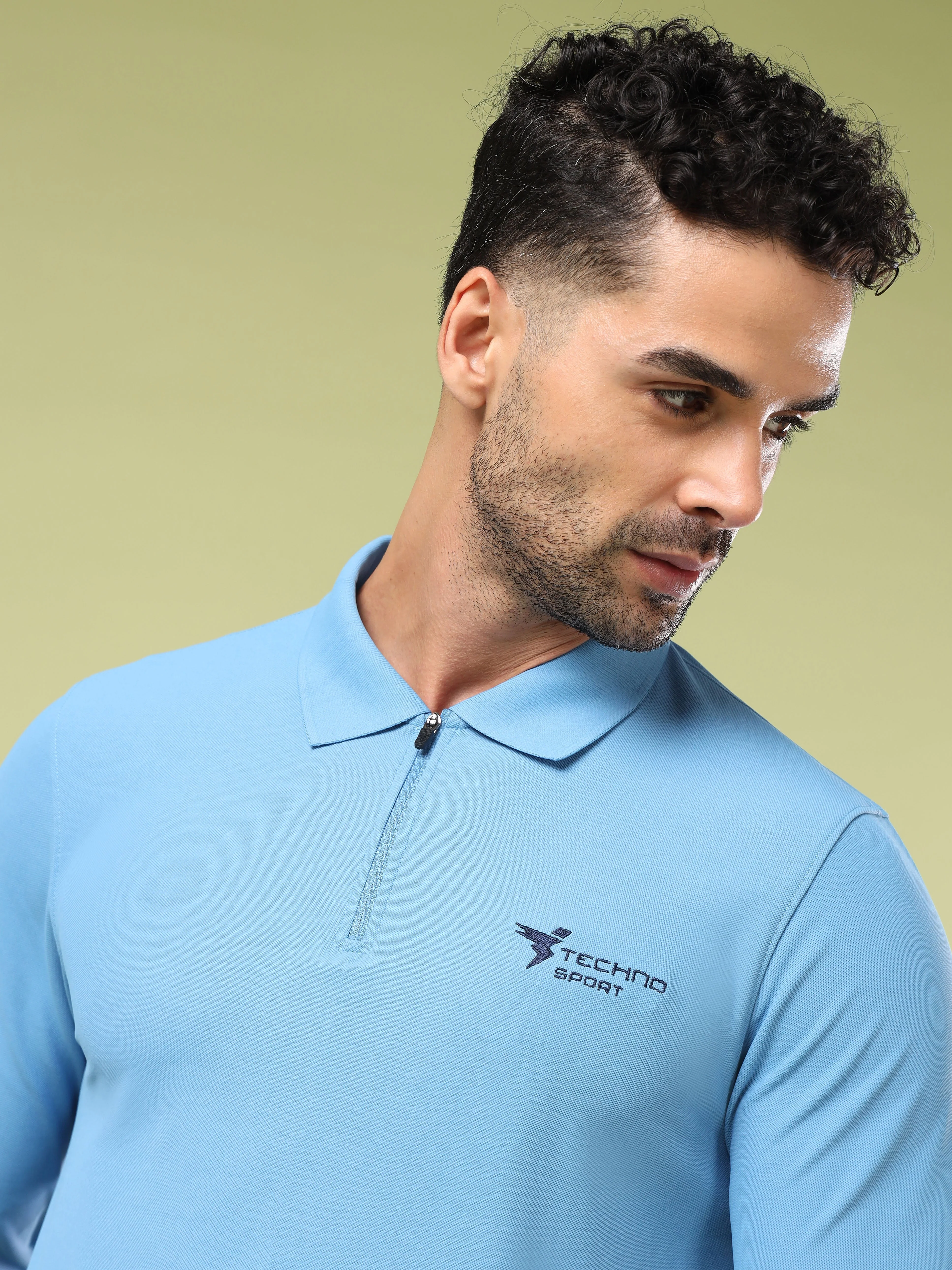 Men Solid Slim Fit Polo Sports T-shirt with MATPIQ - Image 6