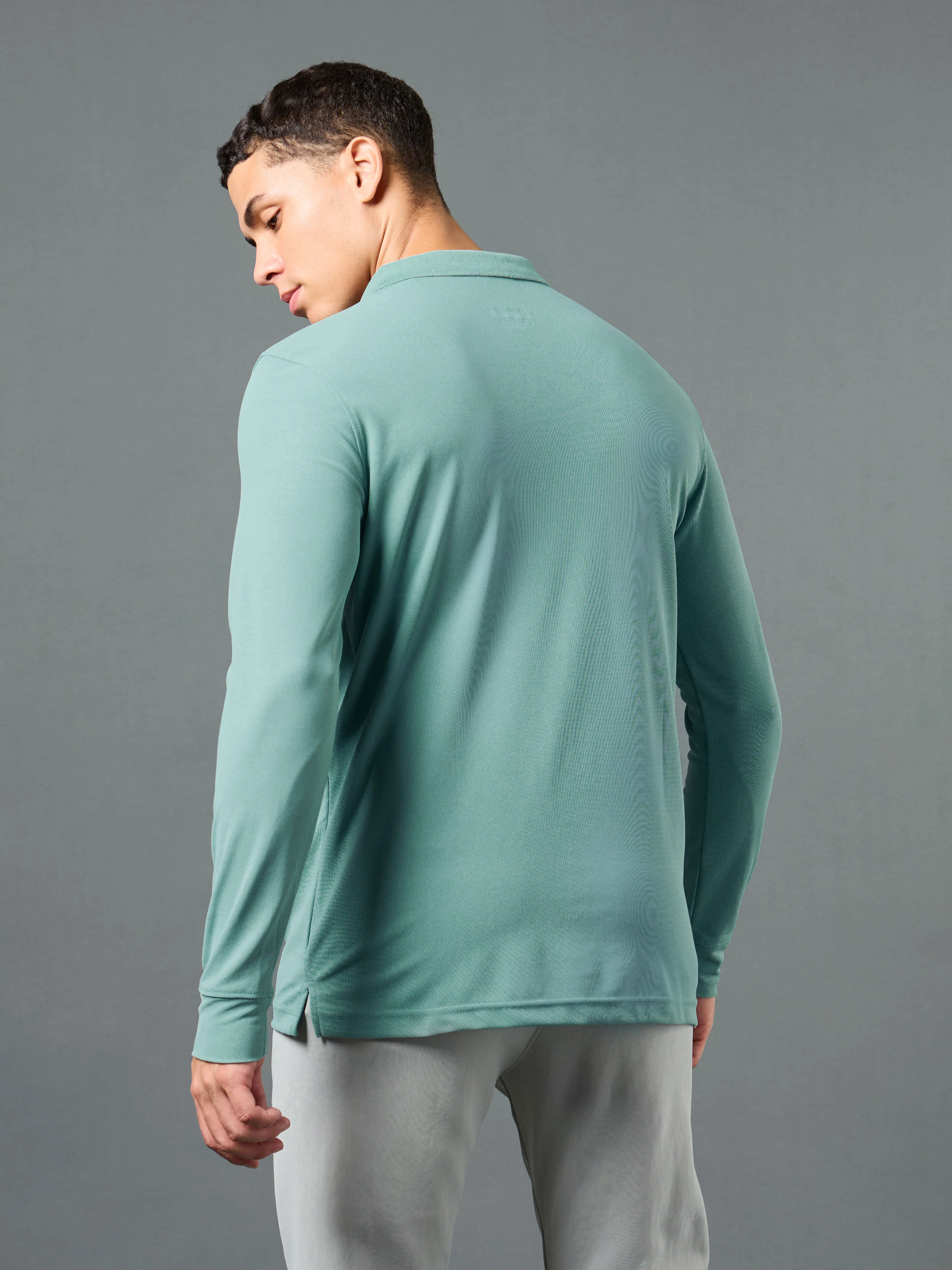 Men Solid Slim Fit Polo Sports T-shirt with MATPIQ - Image 3