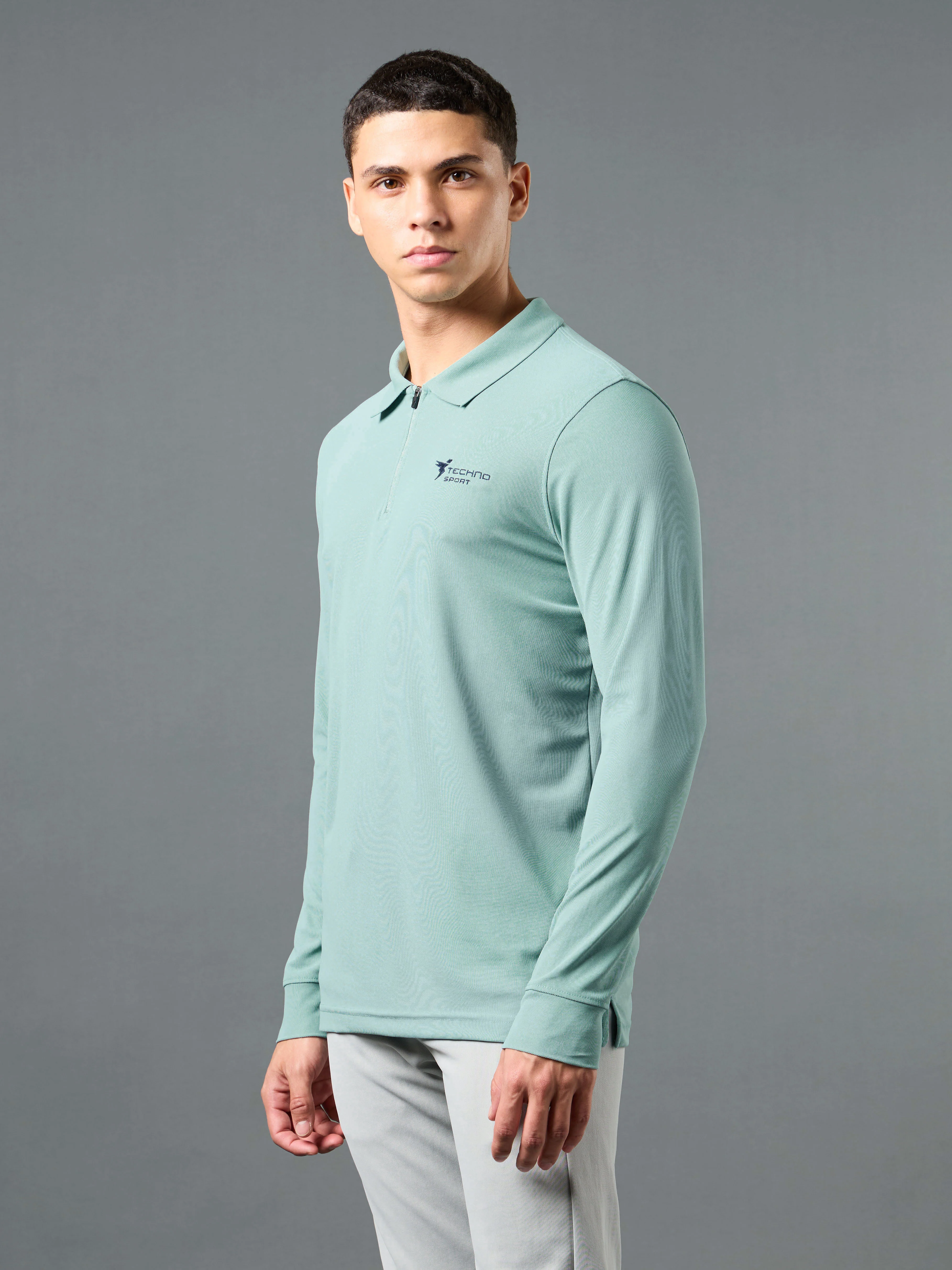 Men Solid Slim Fit Polo Sports T-shirt with MATPIQ - Image 4