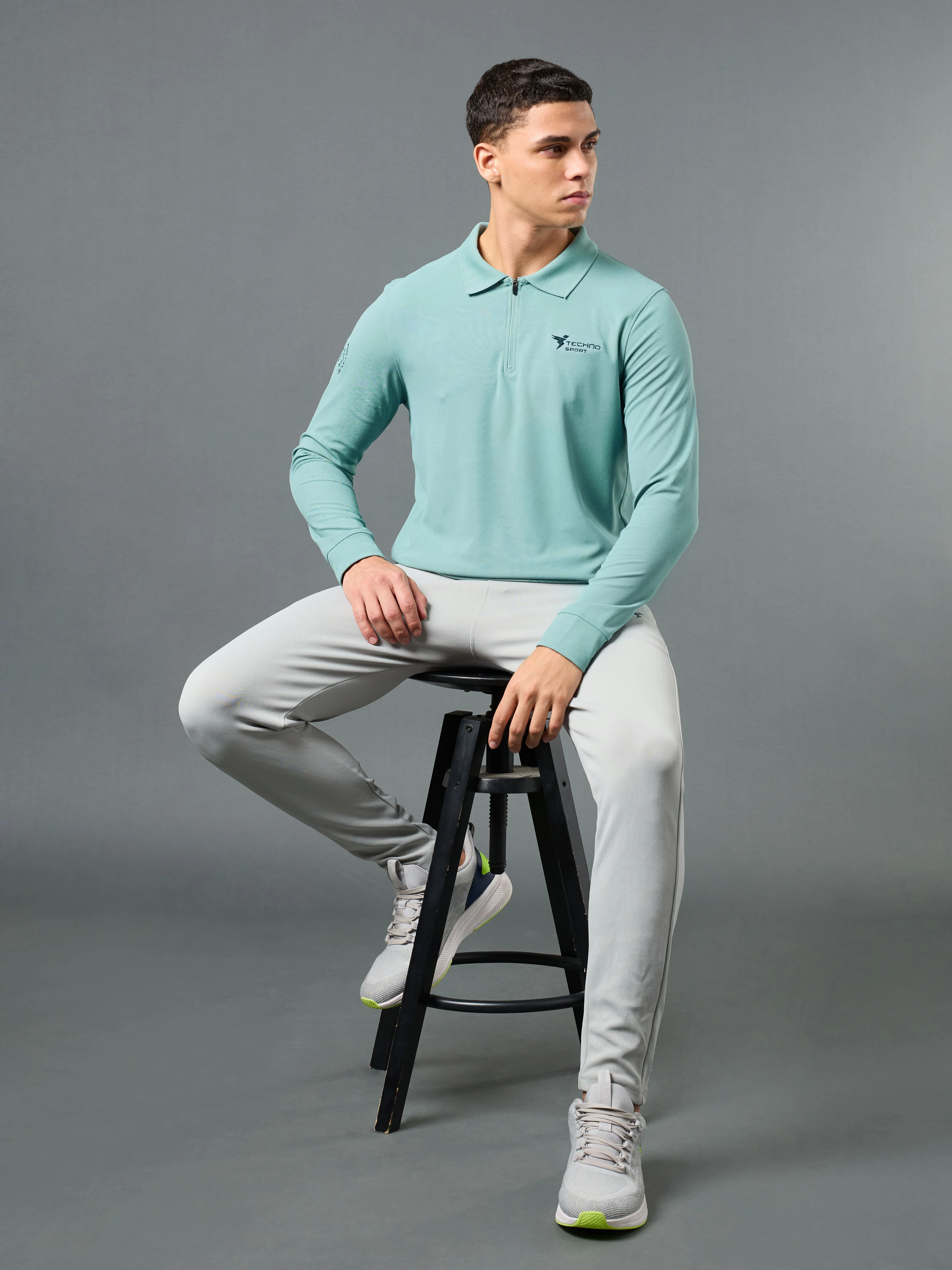 Men Solid Slim Fit Polo Sports T-shirt with MATPIQ - Image 5