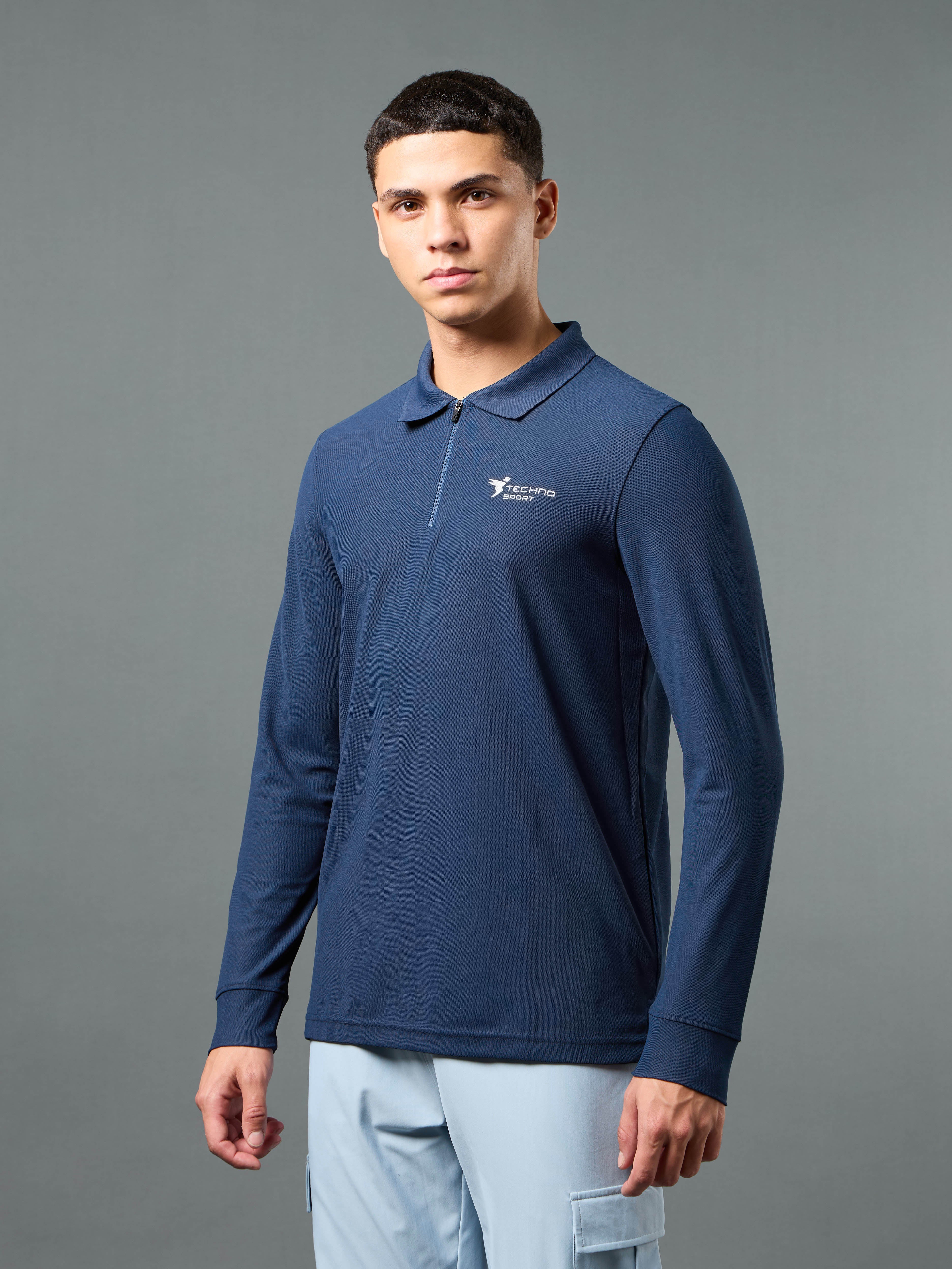 Men Solid Slim Fit Polo Sports T-shirt with MATPIQ - Image 4