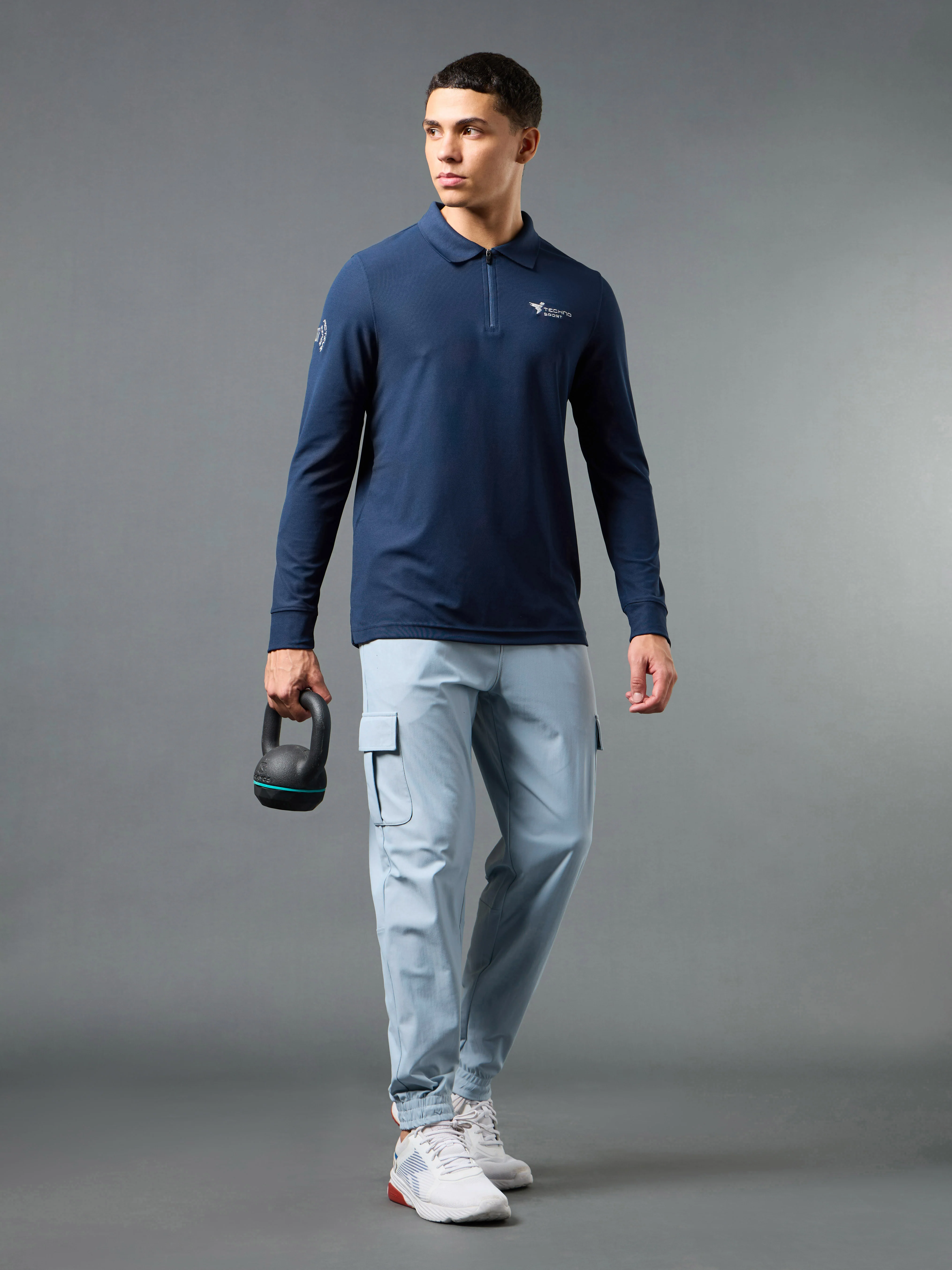 Men Solid Slim Fit Polo Sports T-shirt with MATPIQ - Image 5