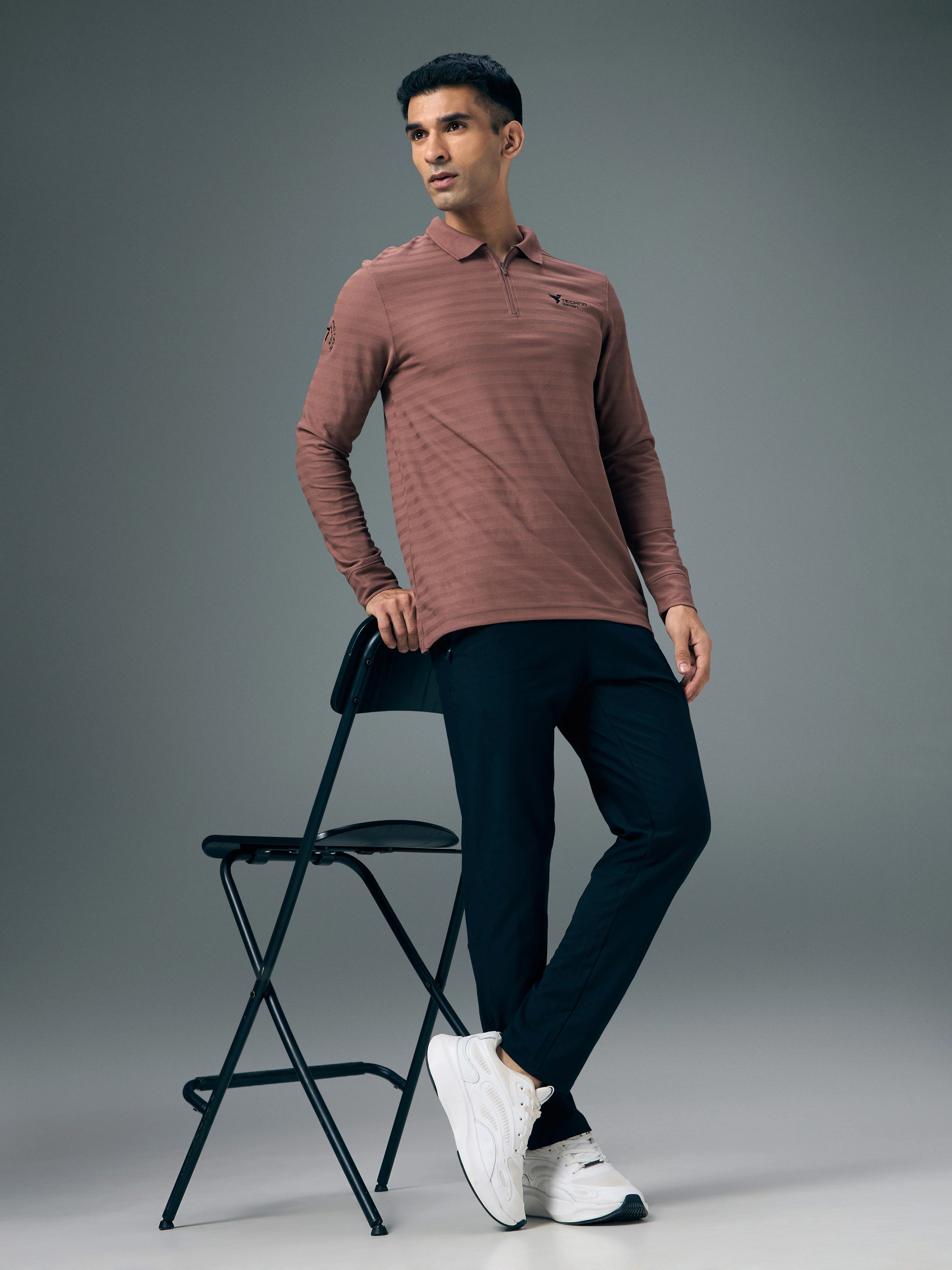 Men Solid Slim Fit Polo Sports T-shirt with MATPIQ - Image 3