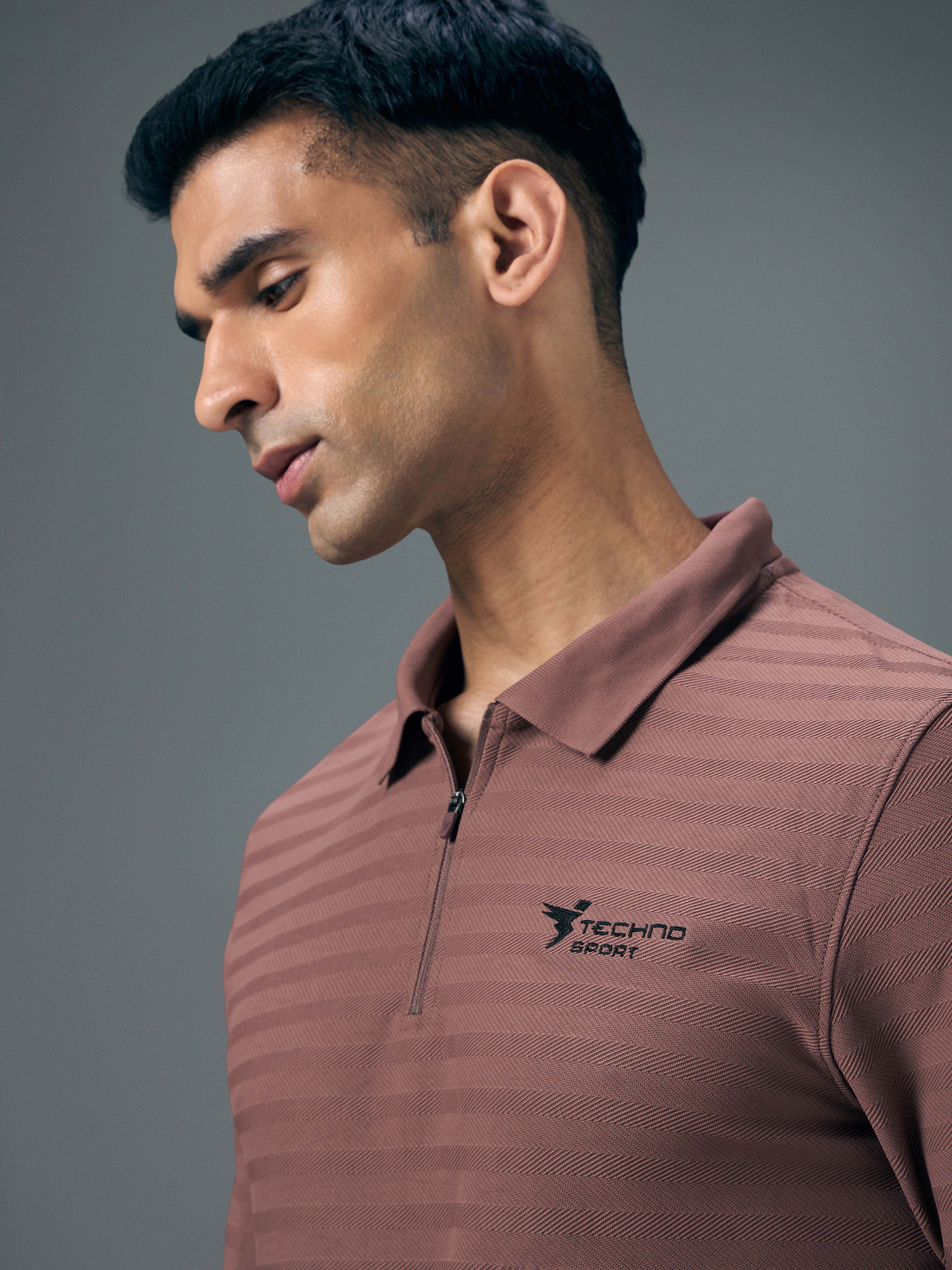 Men Solid Slim Fit Polo Sports T-shirt with MATPIQ - Image 4