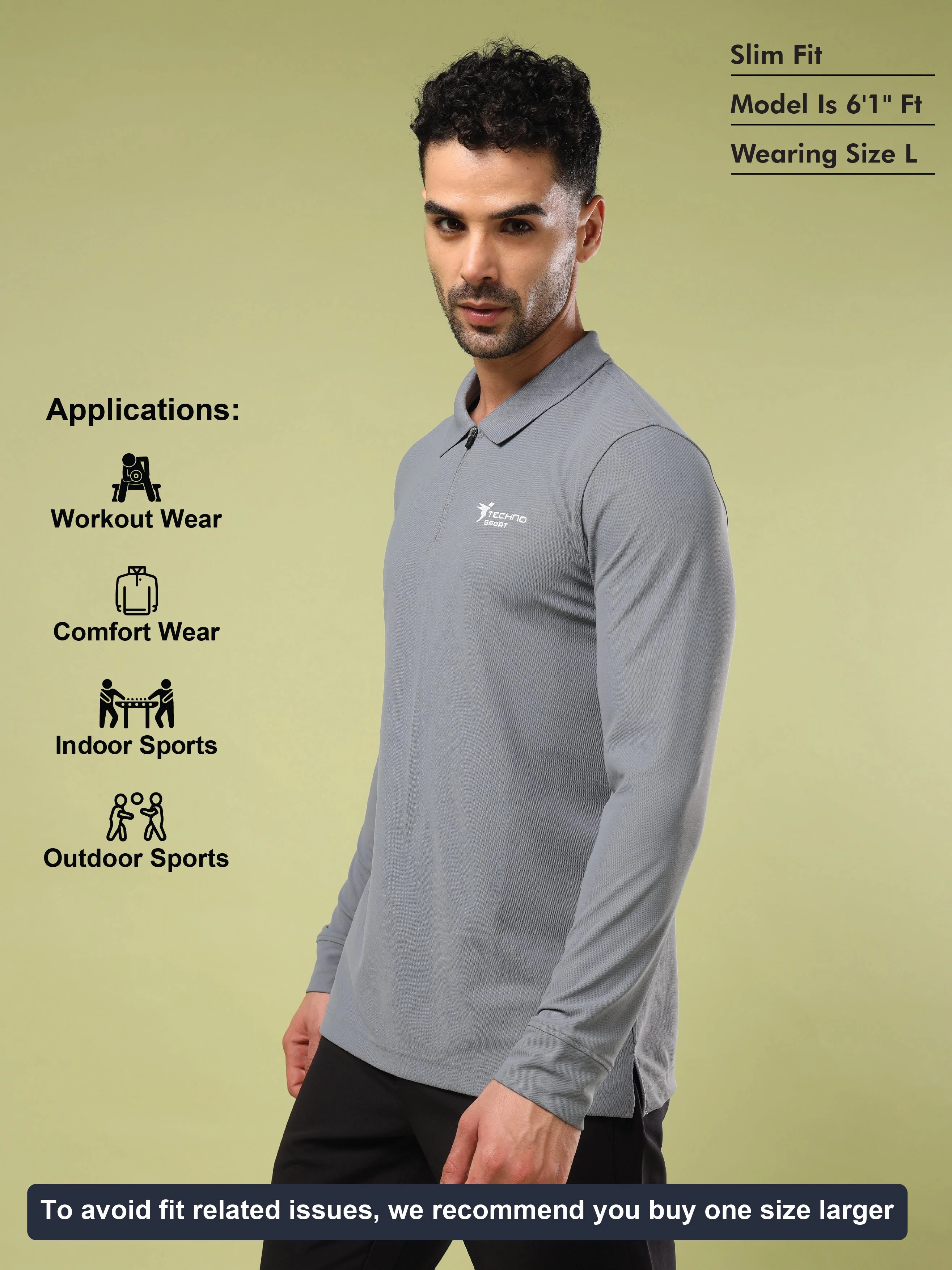 Men Solid Slim Fit Polo Sports T-shirt with MATPIQ - Image 4