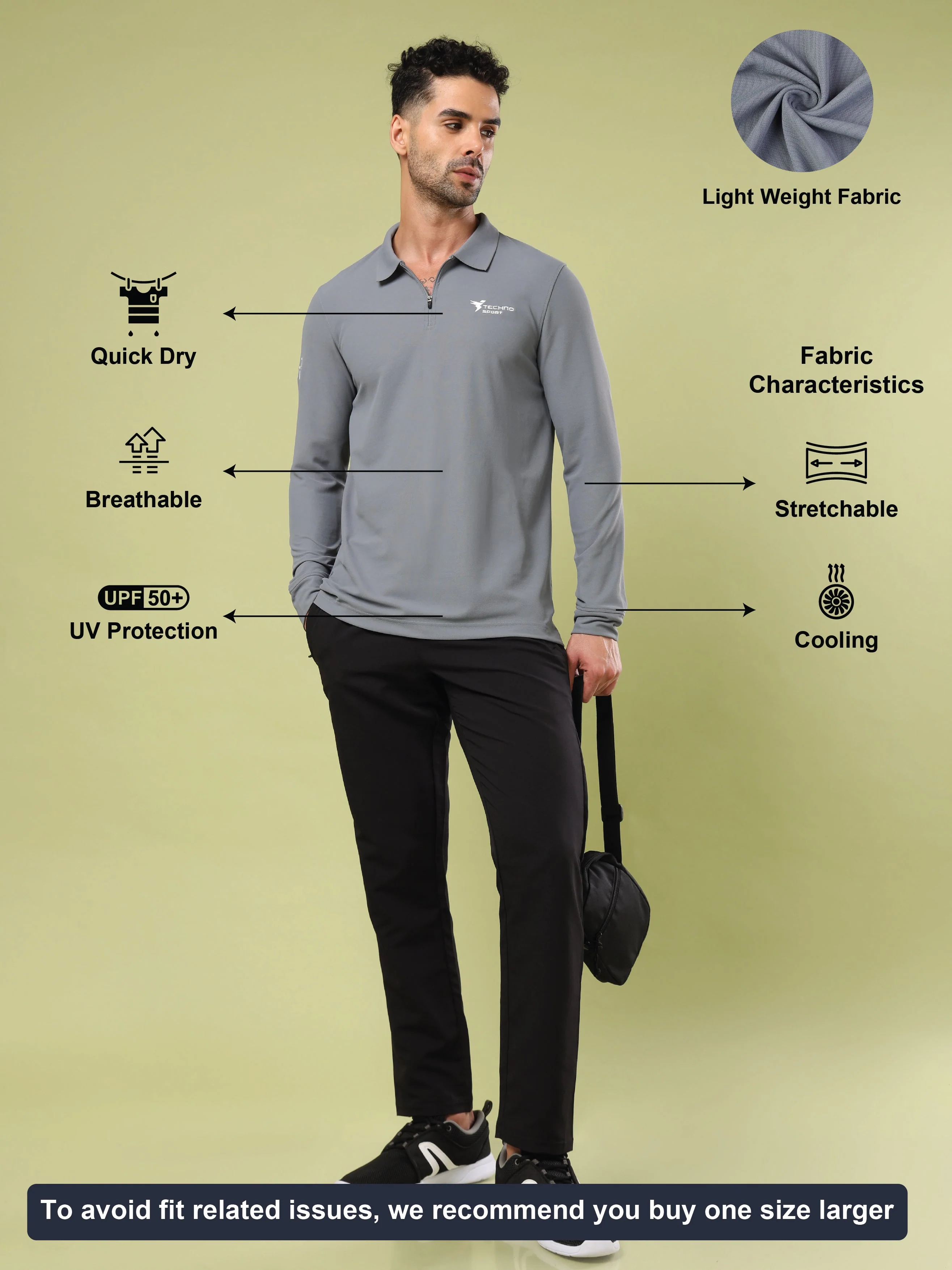 Men Solid Slim Fit Polo Sports T-shirt with MATPIQ - Image 5