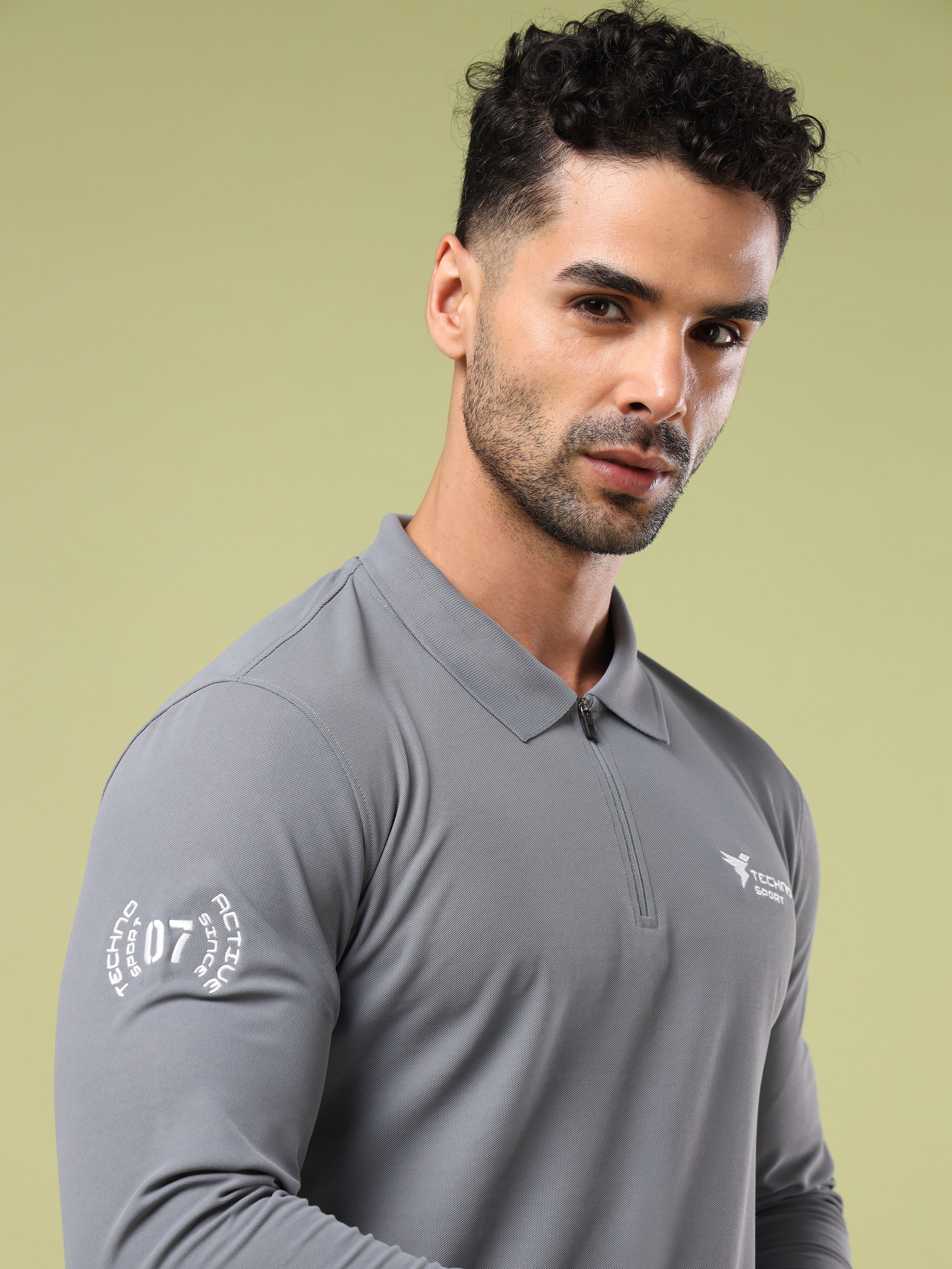 Men Solid Slim Fit Polo Sports T-shirt with MATPIQ - Image 7