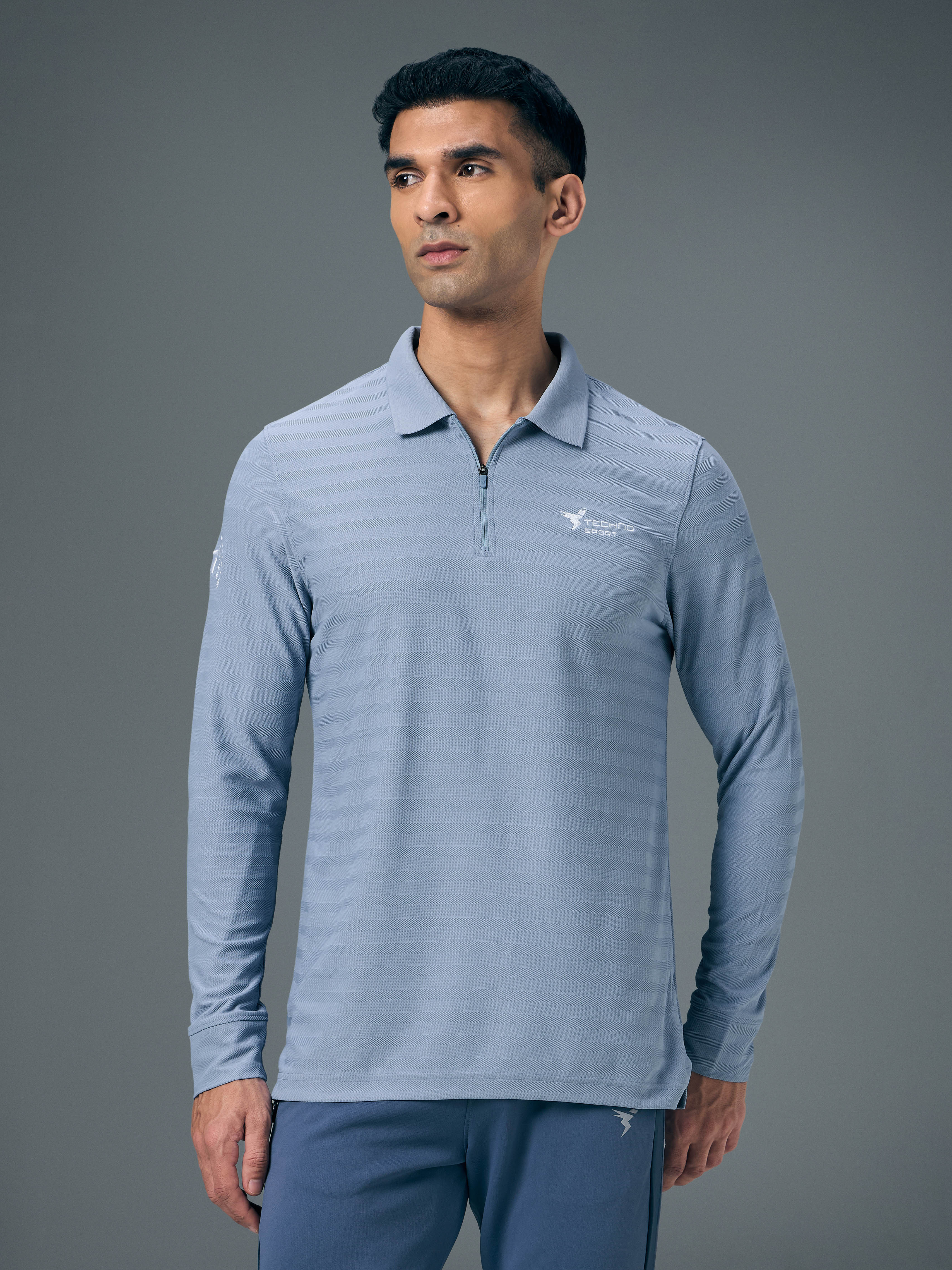 Men Solid Slim Fit Polo Sports T-shirt with MATPIQ - Image 2