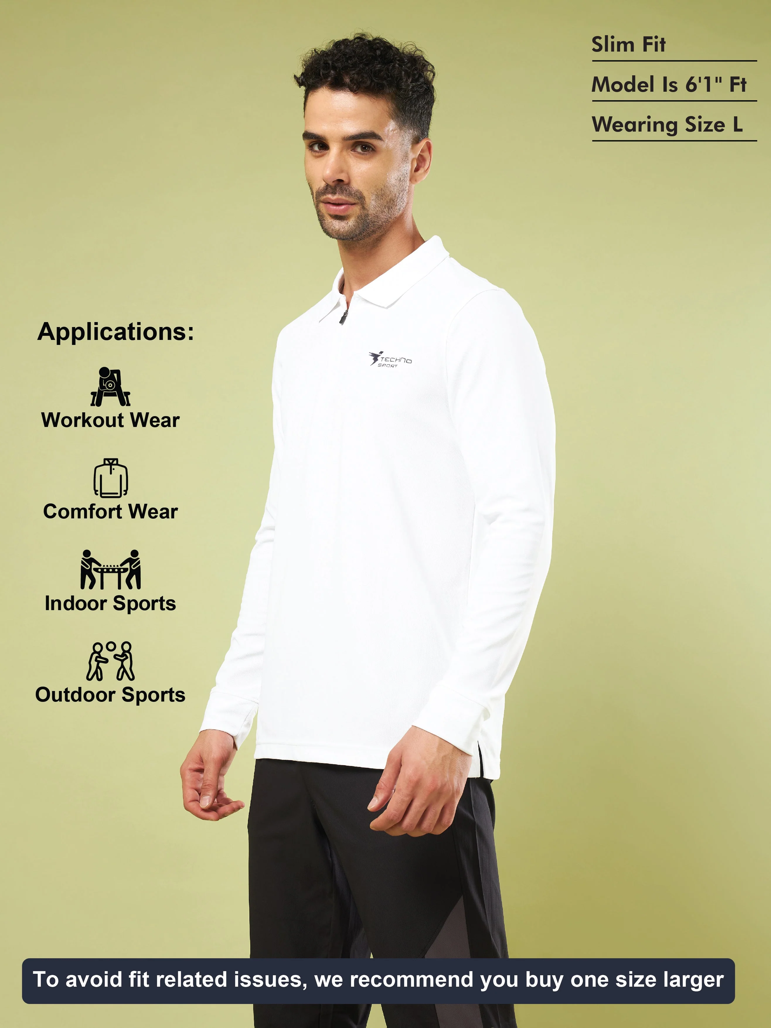 Men Solid Slim Fit Polo Sports T-shirt with MATPIQ - Image 4