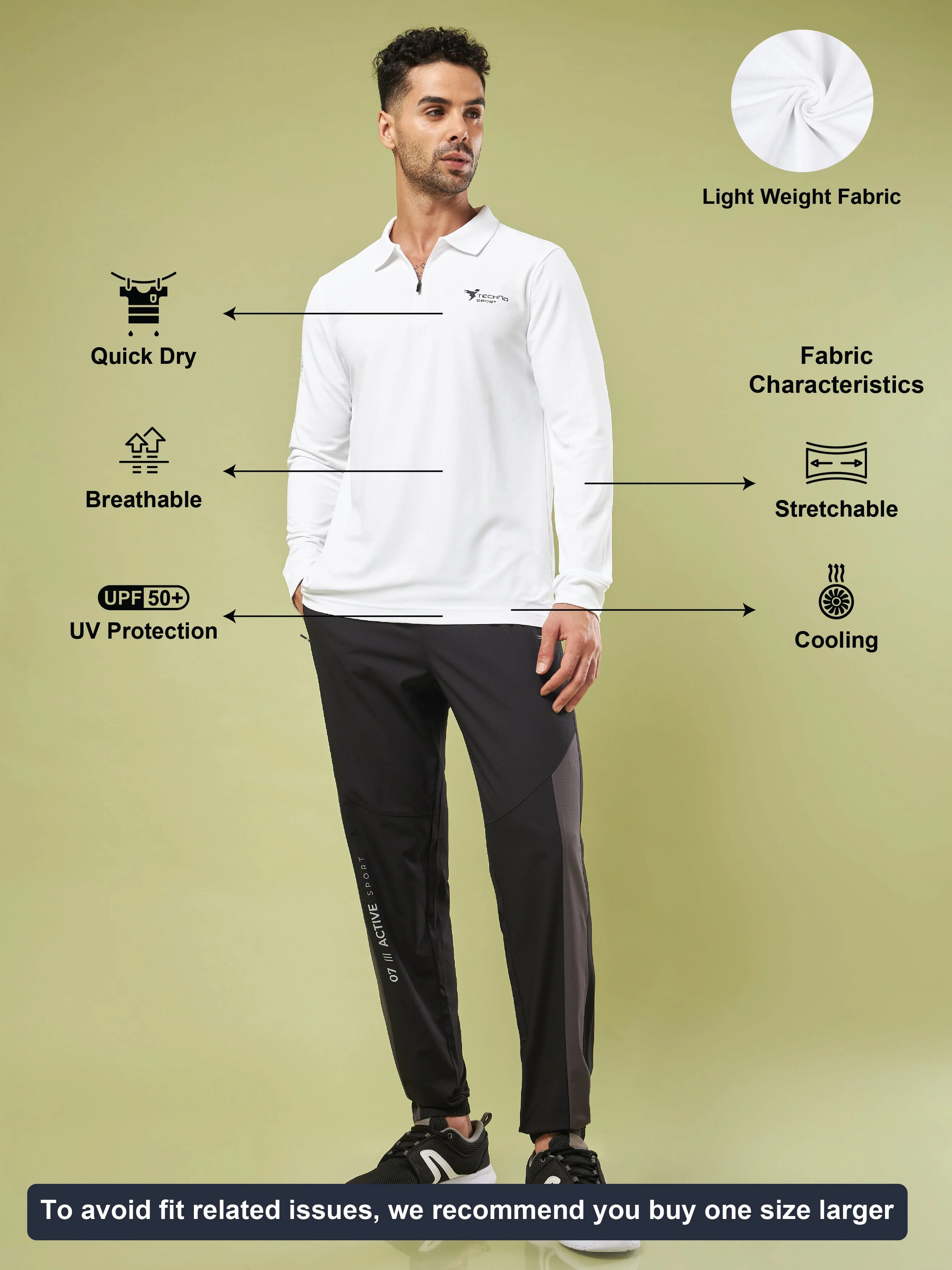 Men Solid Slim Fit Polo Sports T-shirt with MATPIQ - Image 5