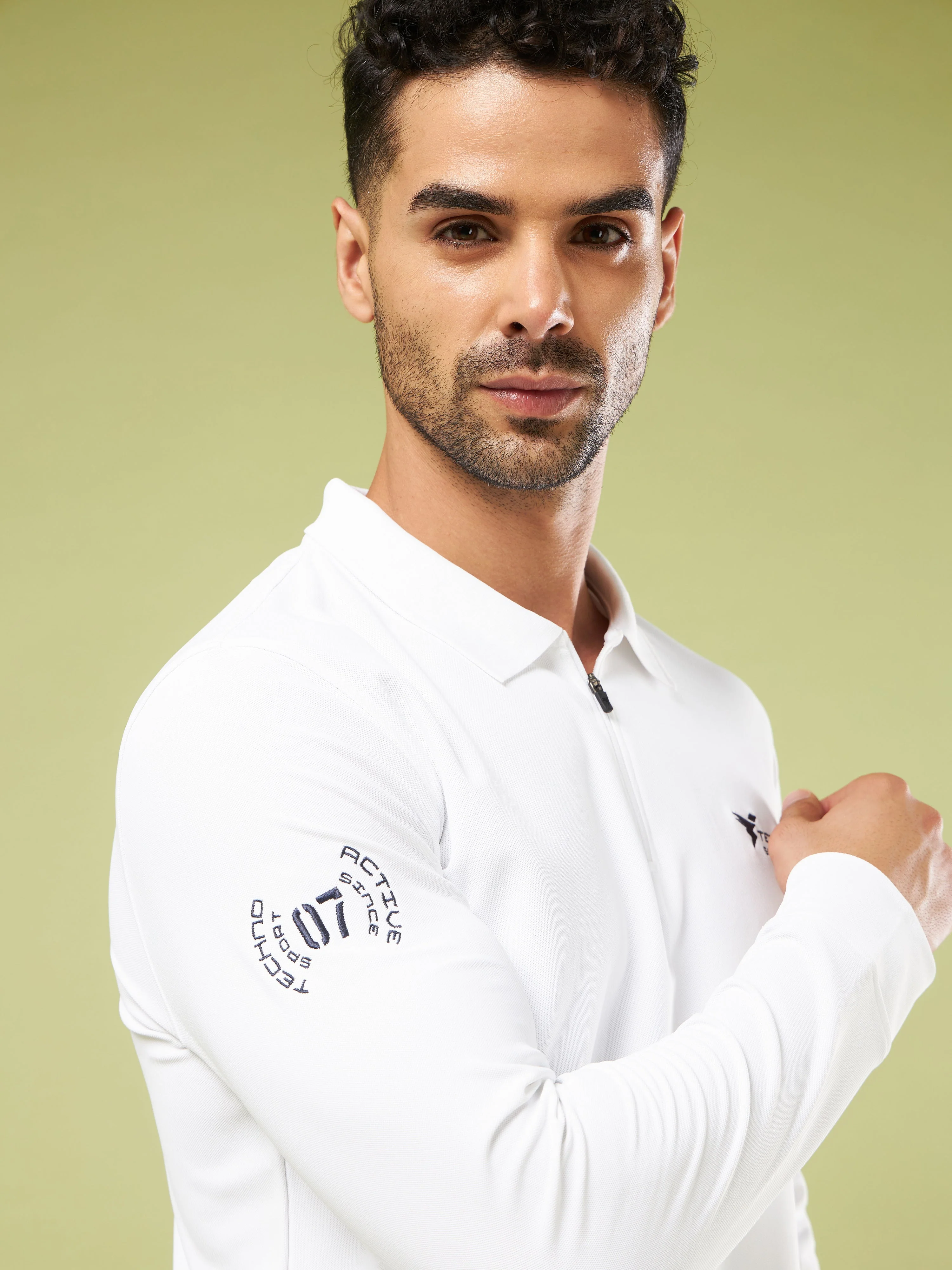 Men Solid Slim Fit Polo Sports T-shirt with MATPIQ - Image 6