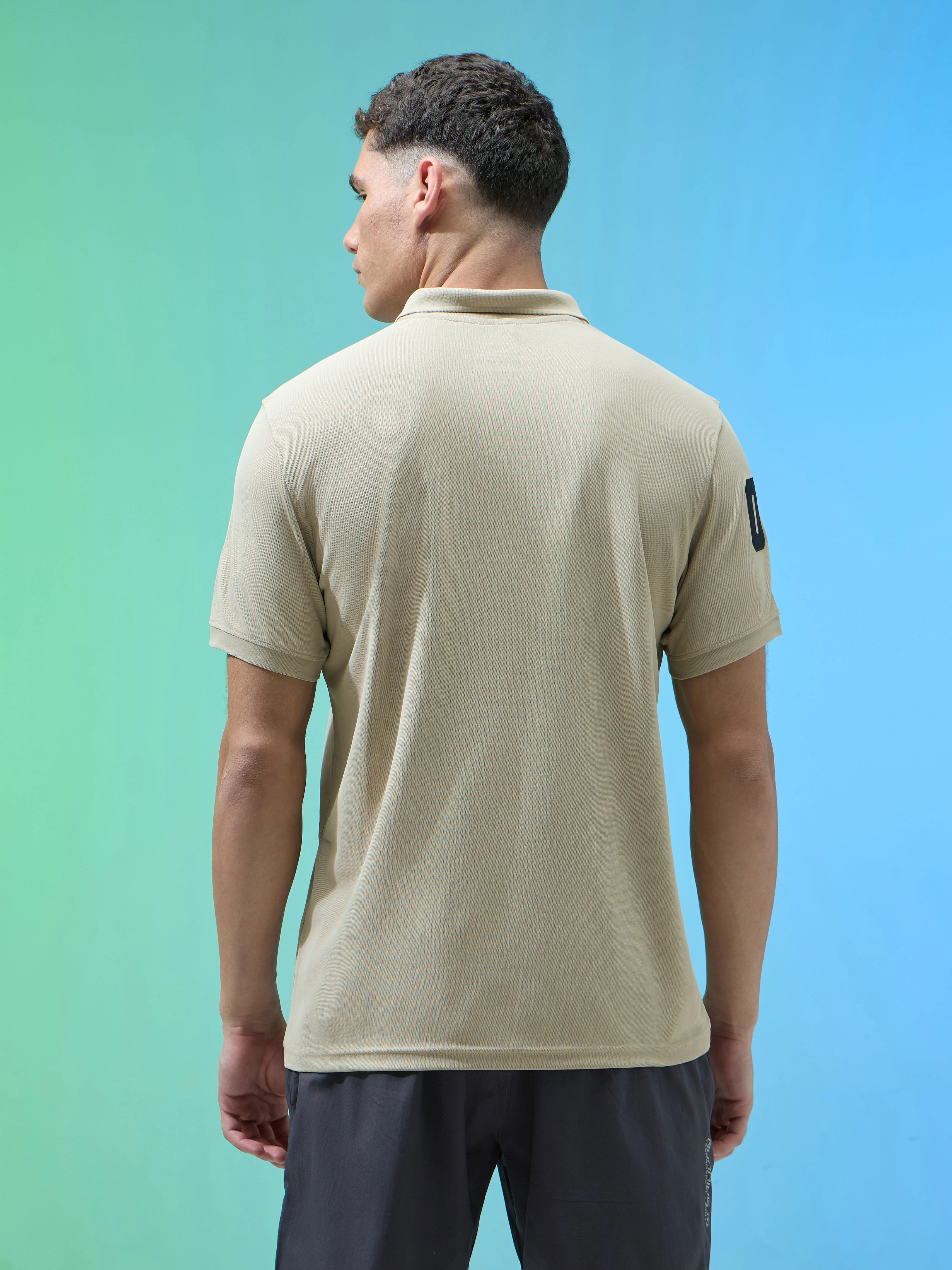 Men Solid Slim Fit Polo Sports T-shirt with MATPIQ - Image 3