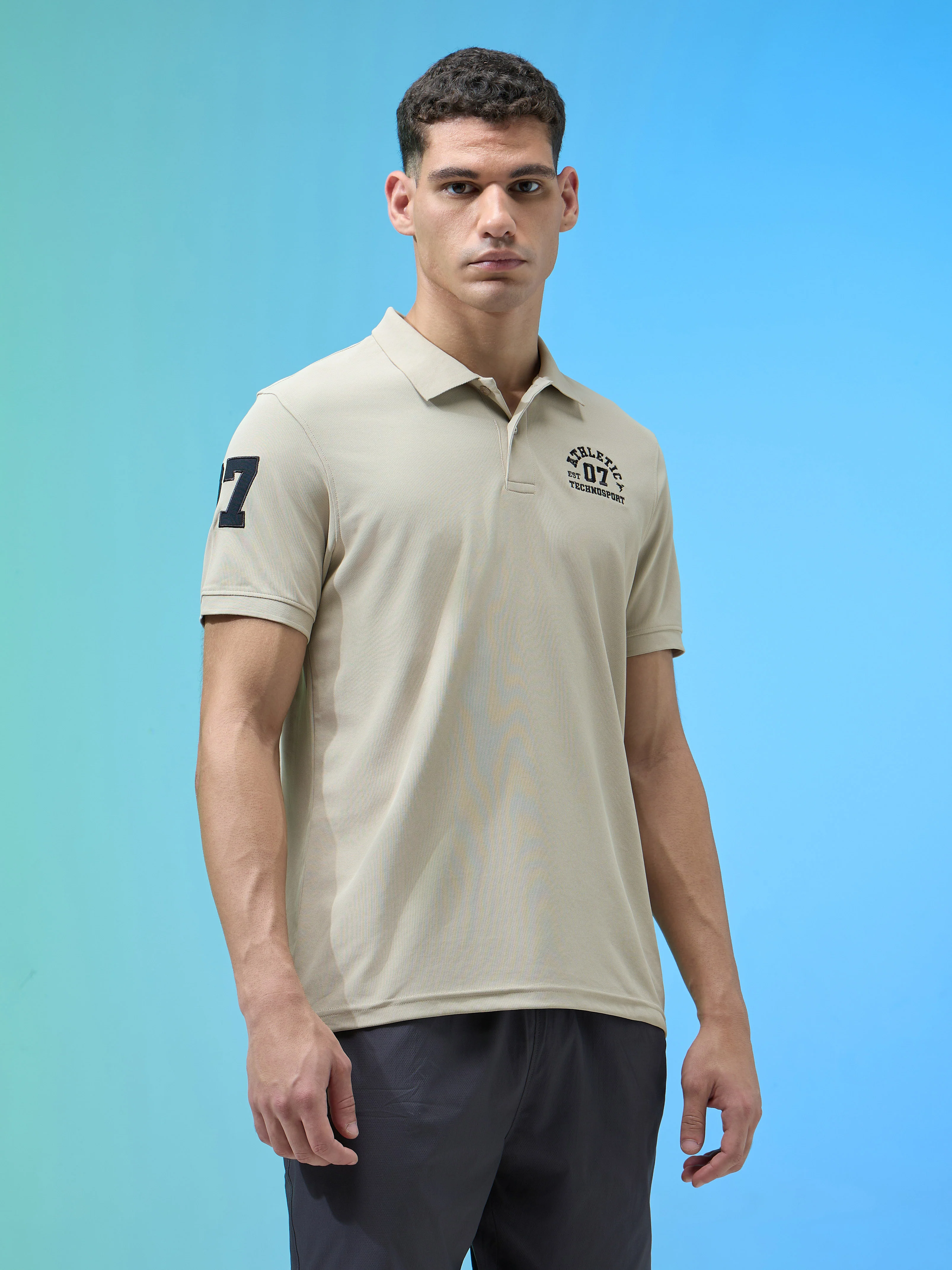 Men Solid Slim Fit Polo Sports T-shirt with MATPIQ - Image 4