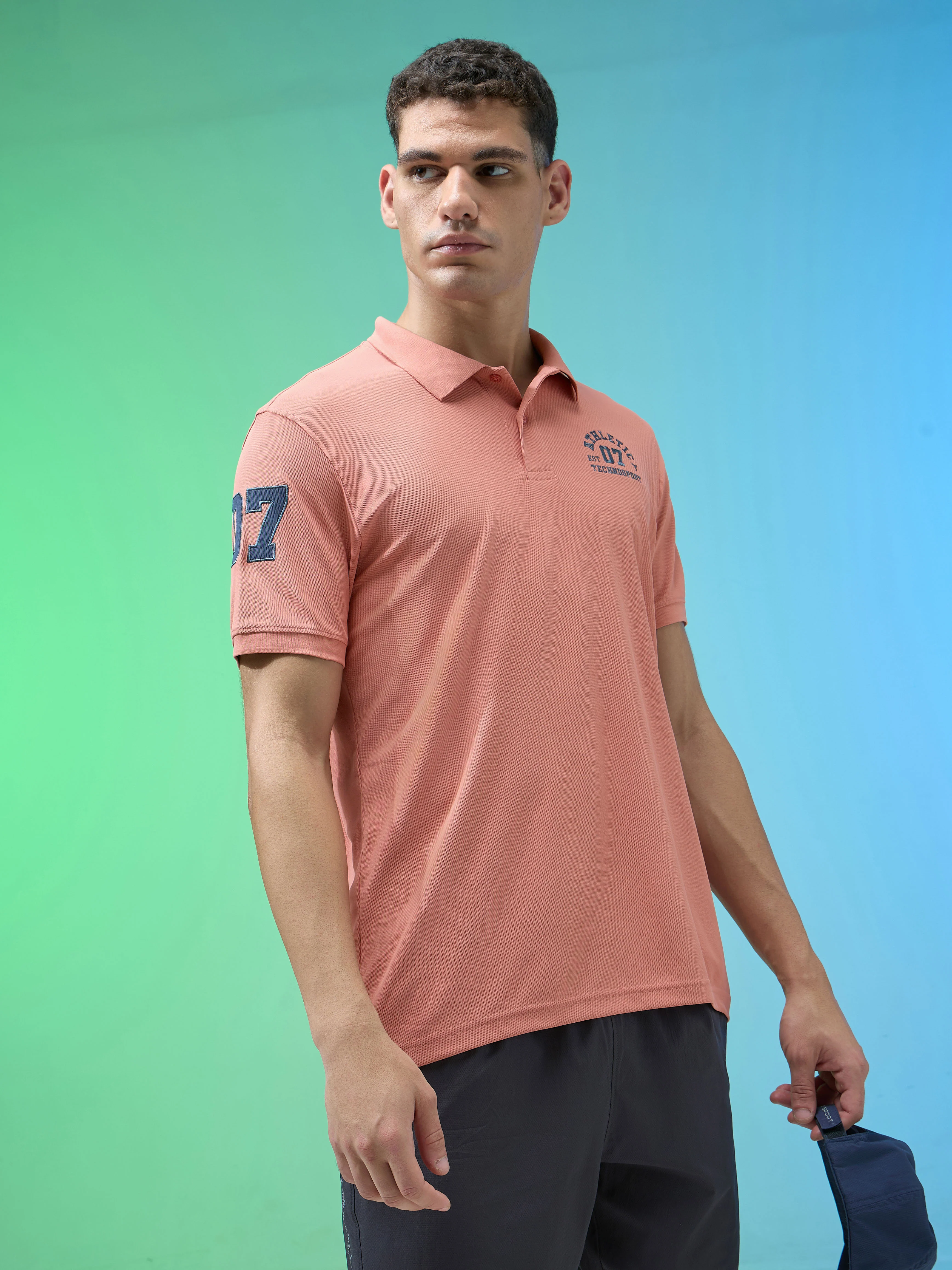Men Solid Slim Fit Polo Sports T-shirt with MATPIQ