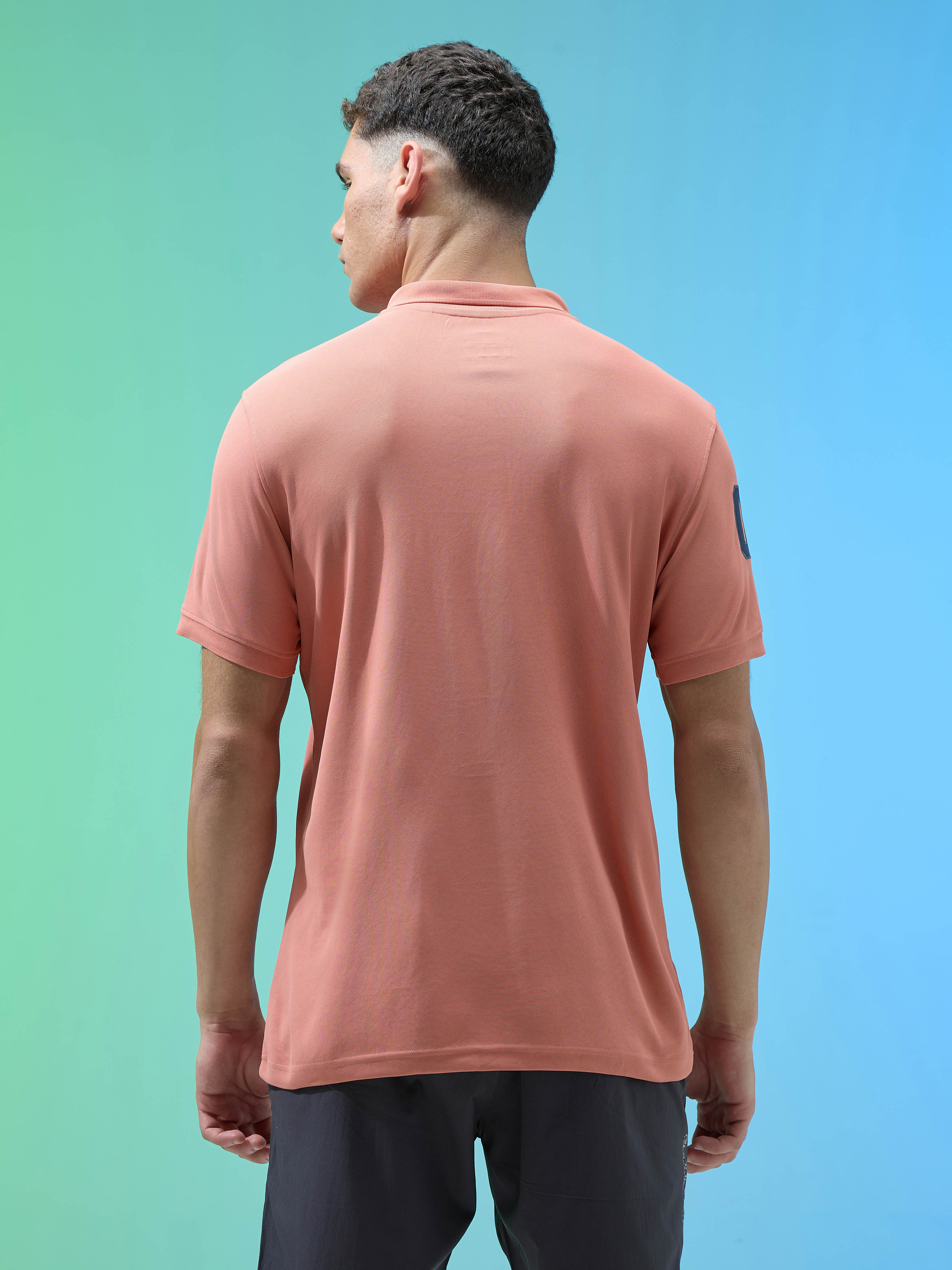 Men Solid Slim Fit Polo Sports T-shirt with MATPIQ - Image 3