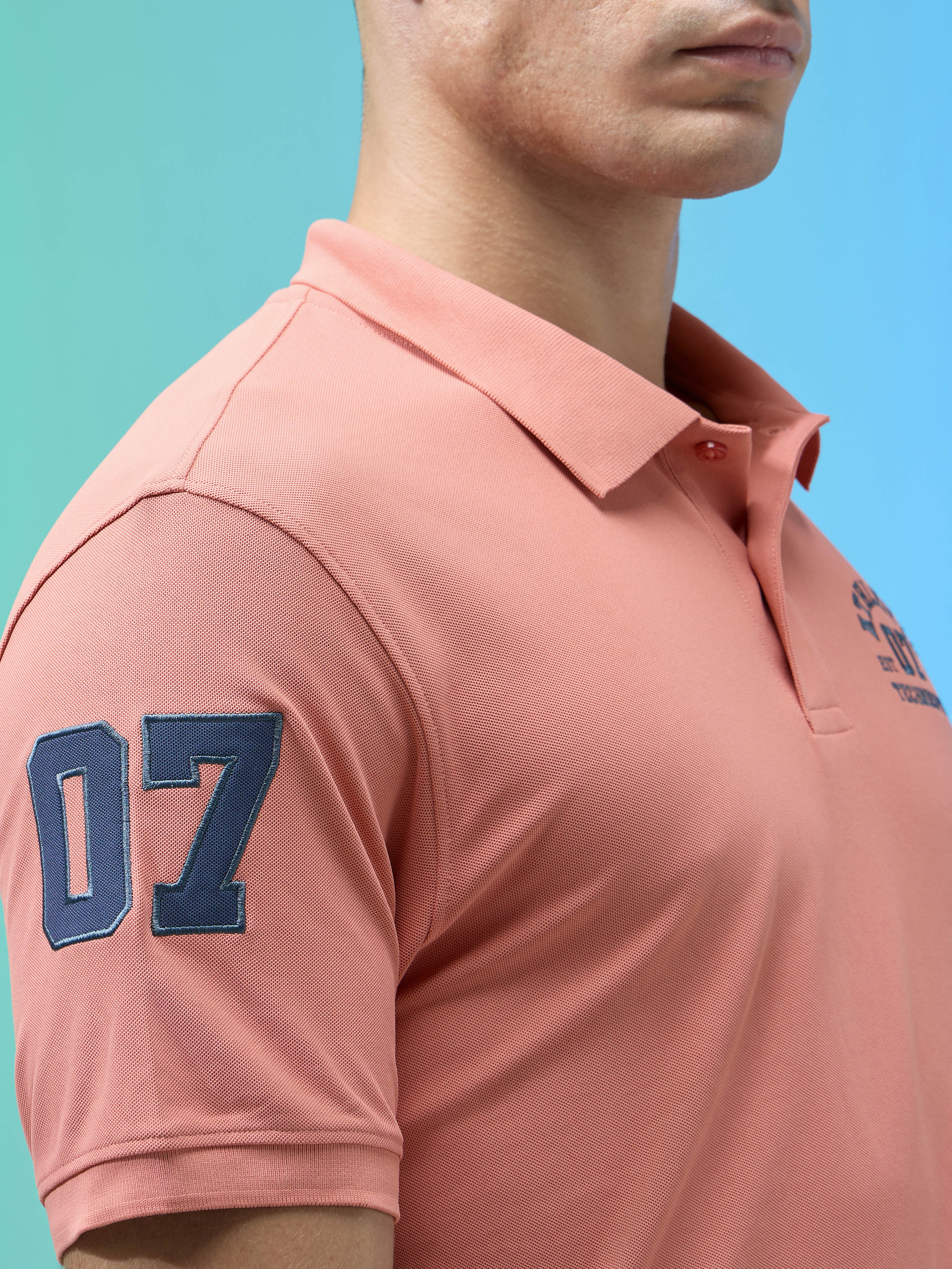 Men Solid Slim Fit Polo Sports T-shirt with MATPIQ - Image 7