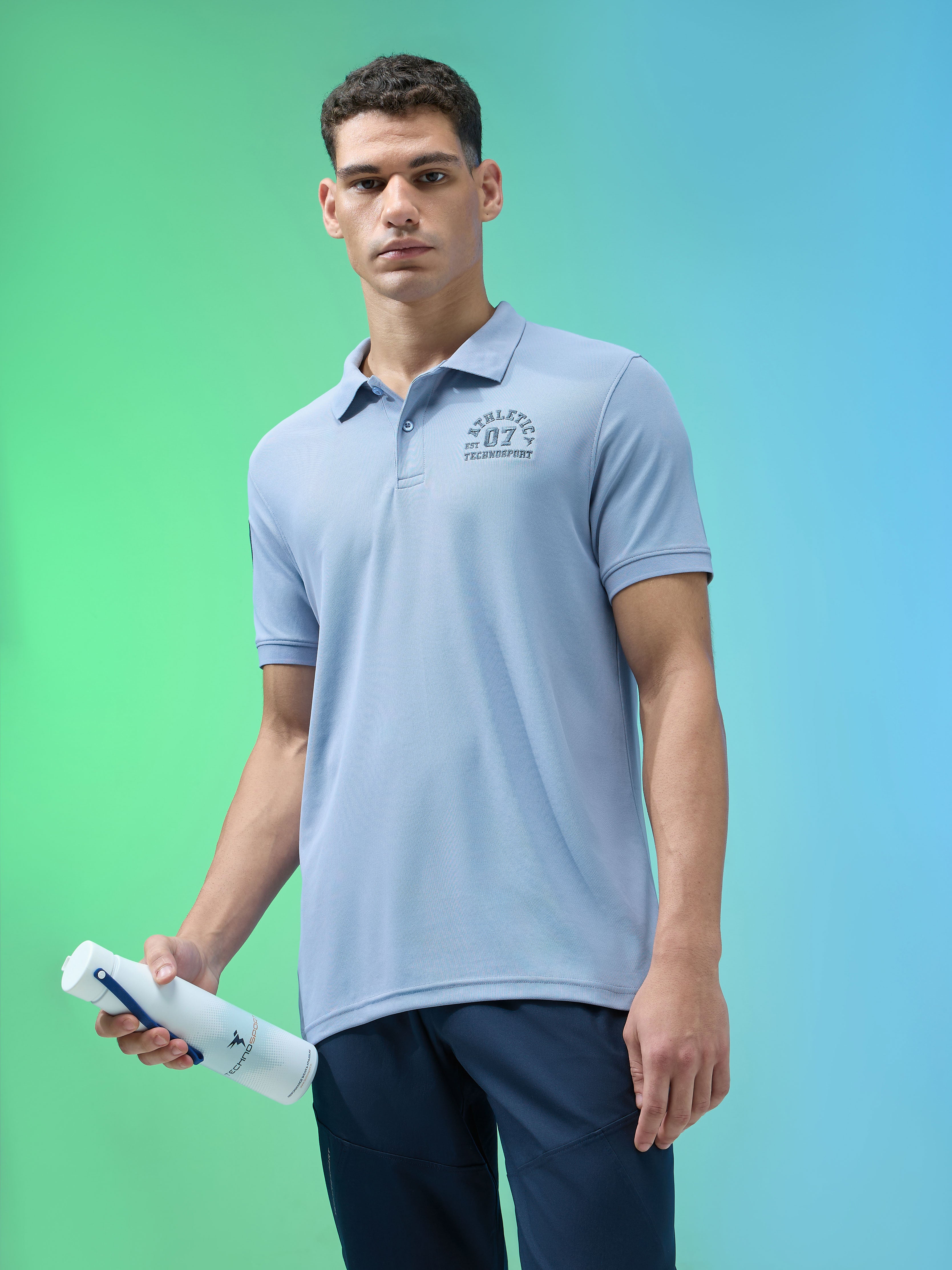 Men Solid Slim Fit Polo Sports T-shirt with MATPIQ