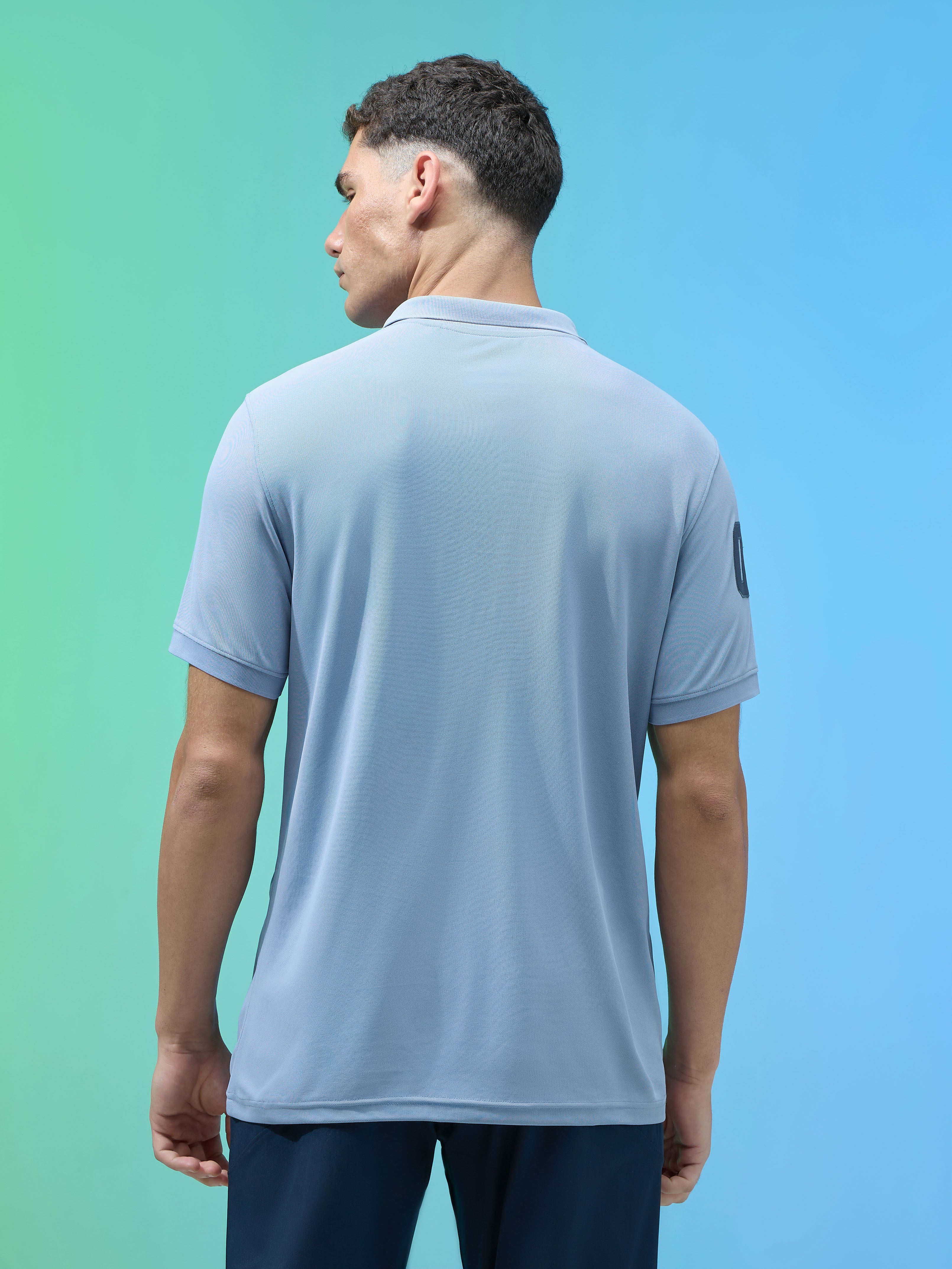 Men Solid Slim Fit Polo Sports T-shirt with MATPIQ - Image 3
