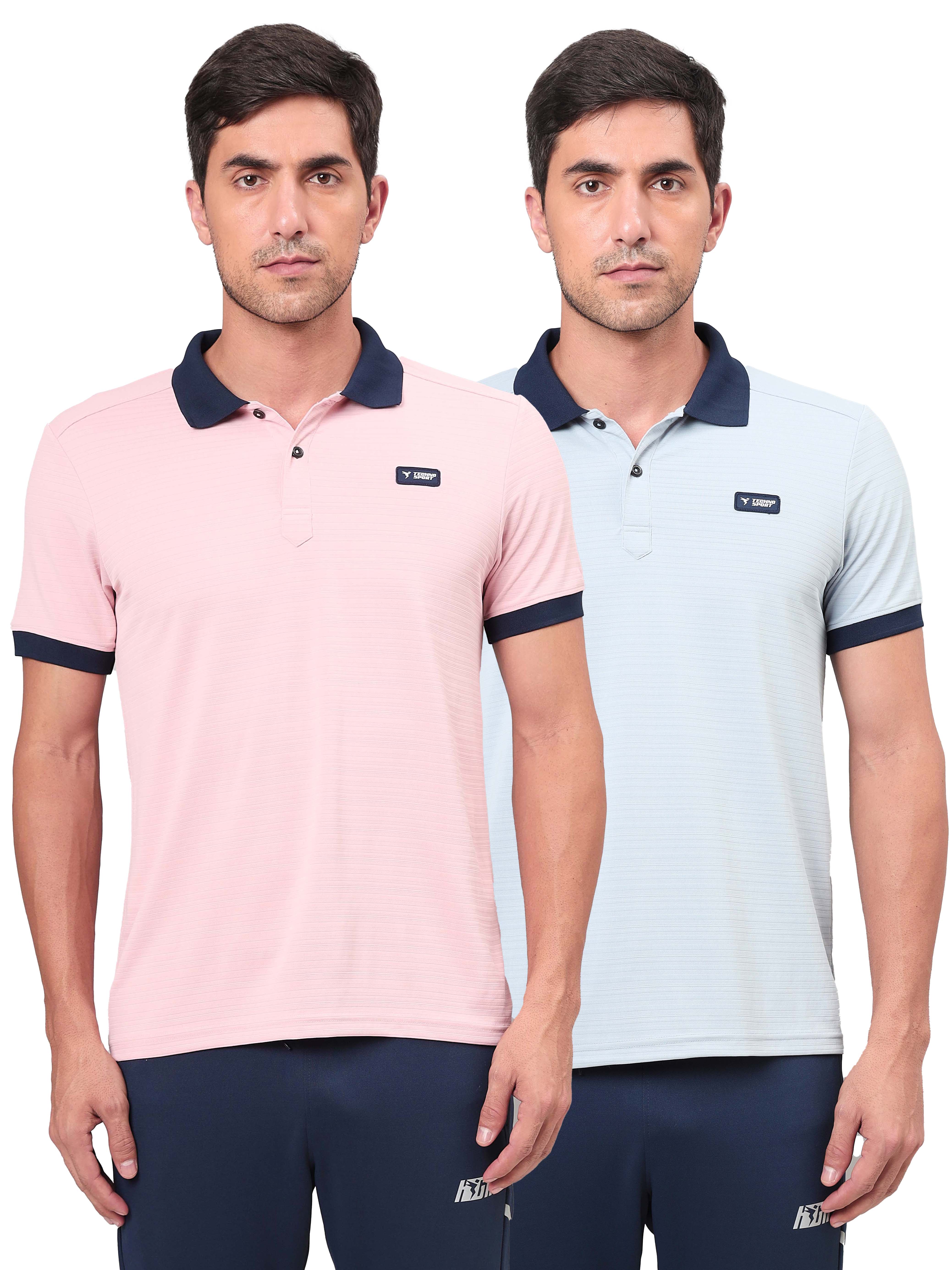 Men Solid Slim Fit Polo Sports T-shirt with MATPIQ (Pack of 2)