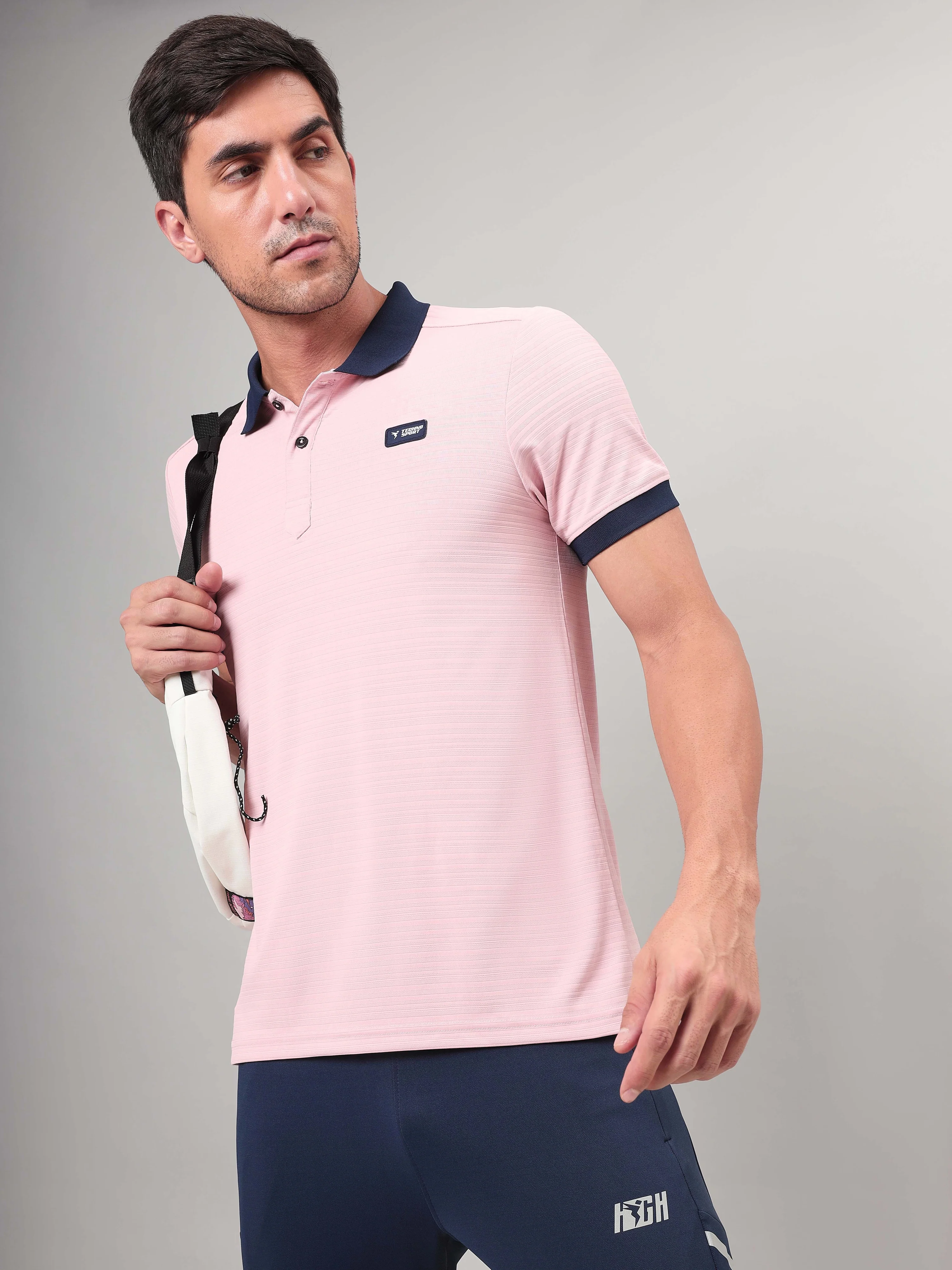 Men Solid Slim Fit Polo Sports T-shirt with MATPIQ (Pack of 2) - Image 2