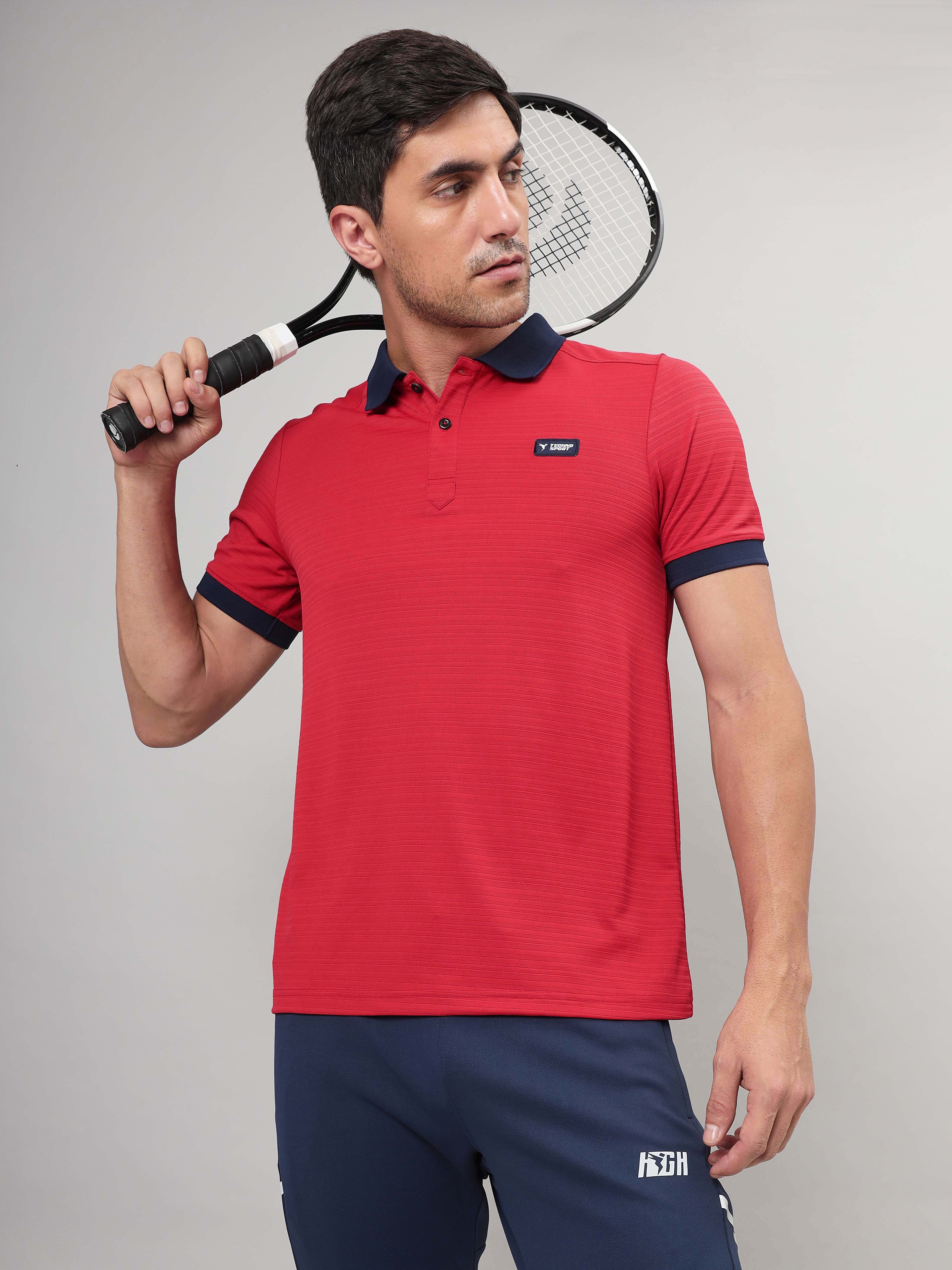 Men Solid Slim Fit Polo Sports T-shirt with MATPIQ (Pack of 2) - Image 2