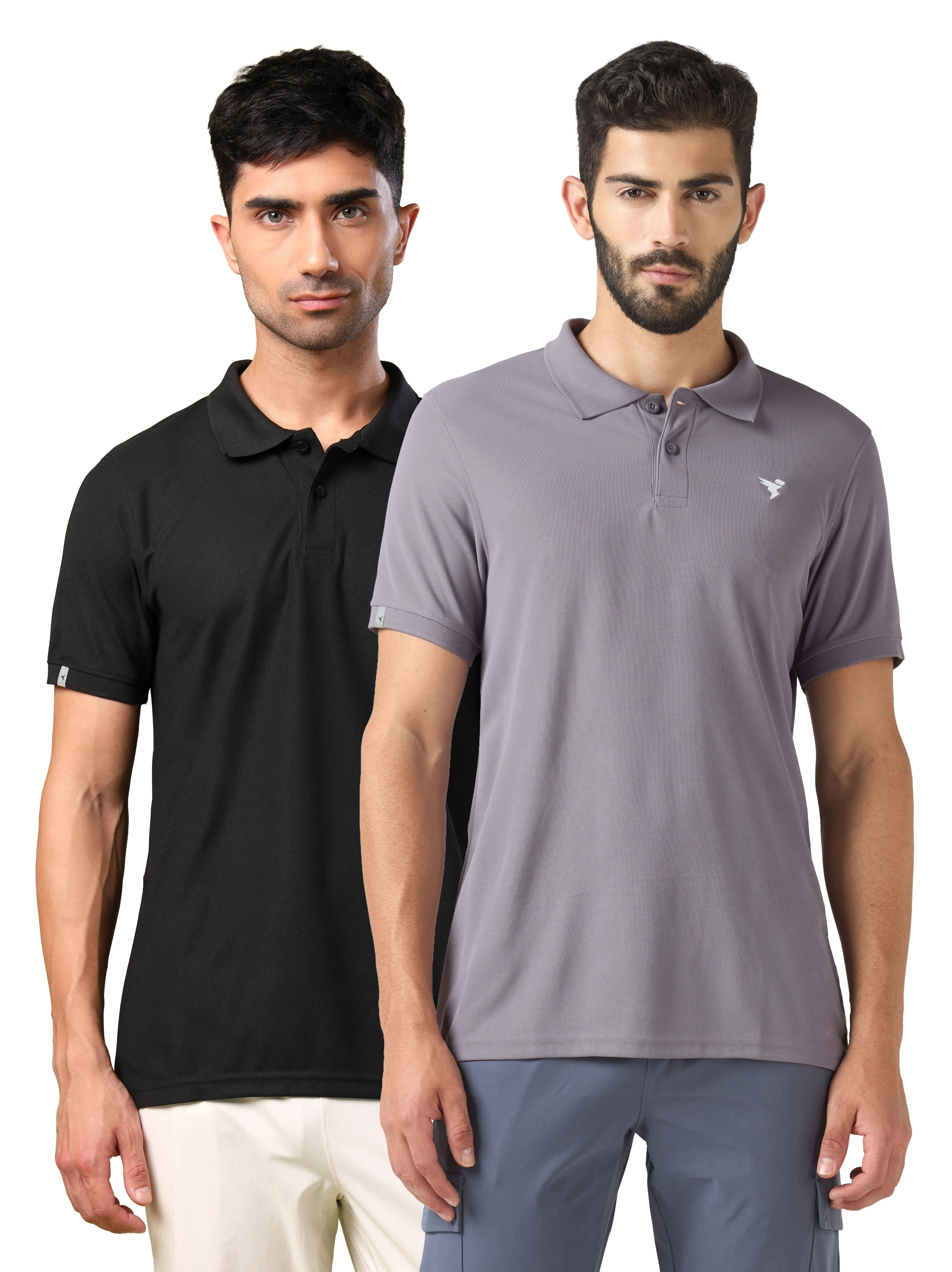 Men Solid Slim Fit Polo T-shirt  pack of 2 with MATPIQ