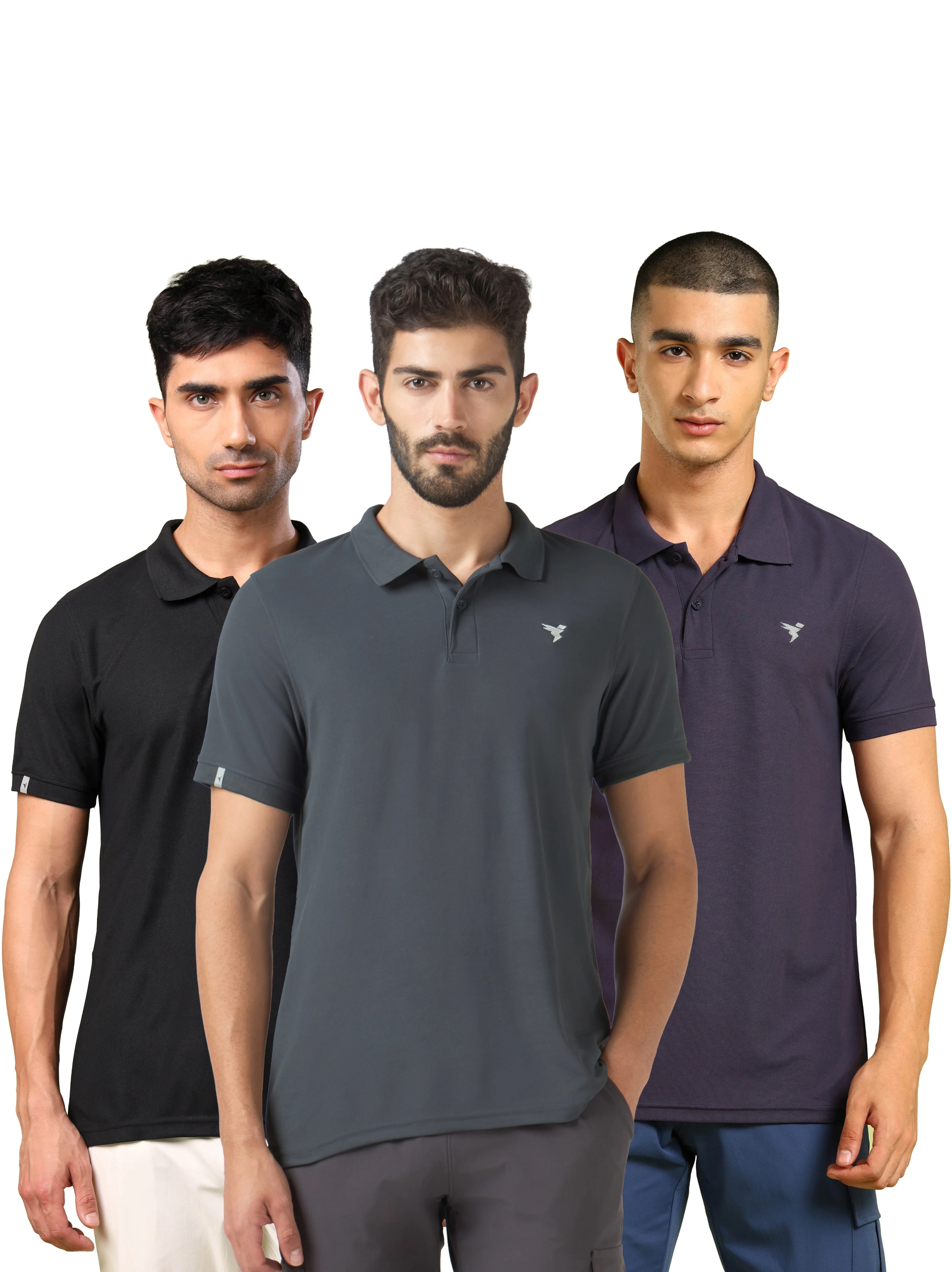 Men Solid Slim Fit Polo T-shirt  pack of 3 with MATPIQ