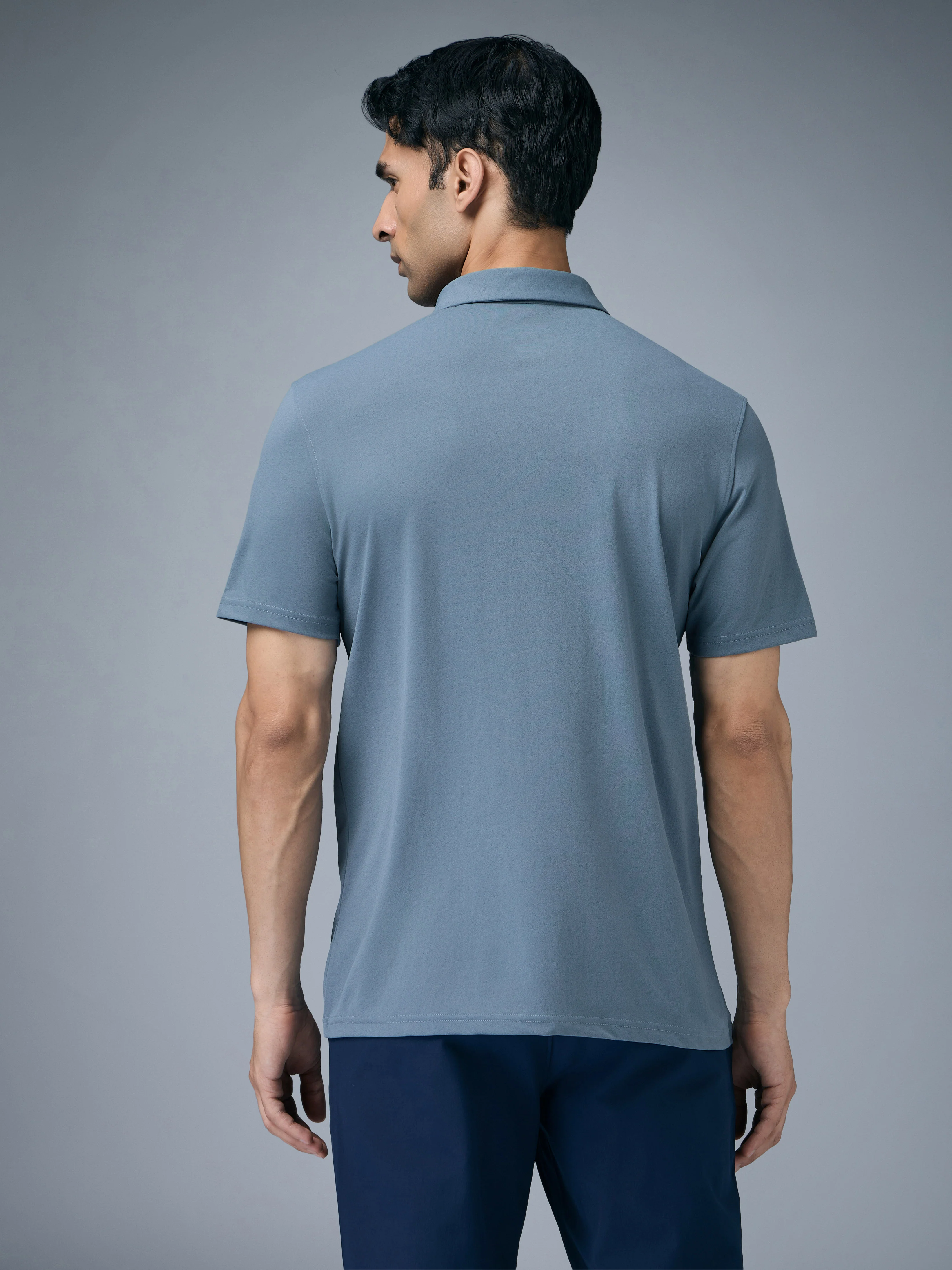 Men Solid Slim Fit Polo T-shirt with COTFLEX - Image 3