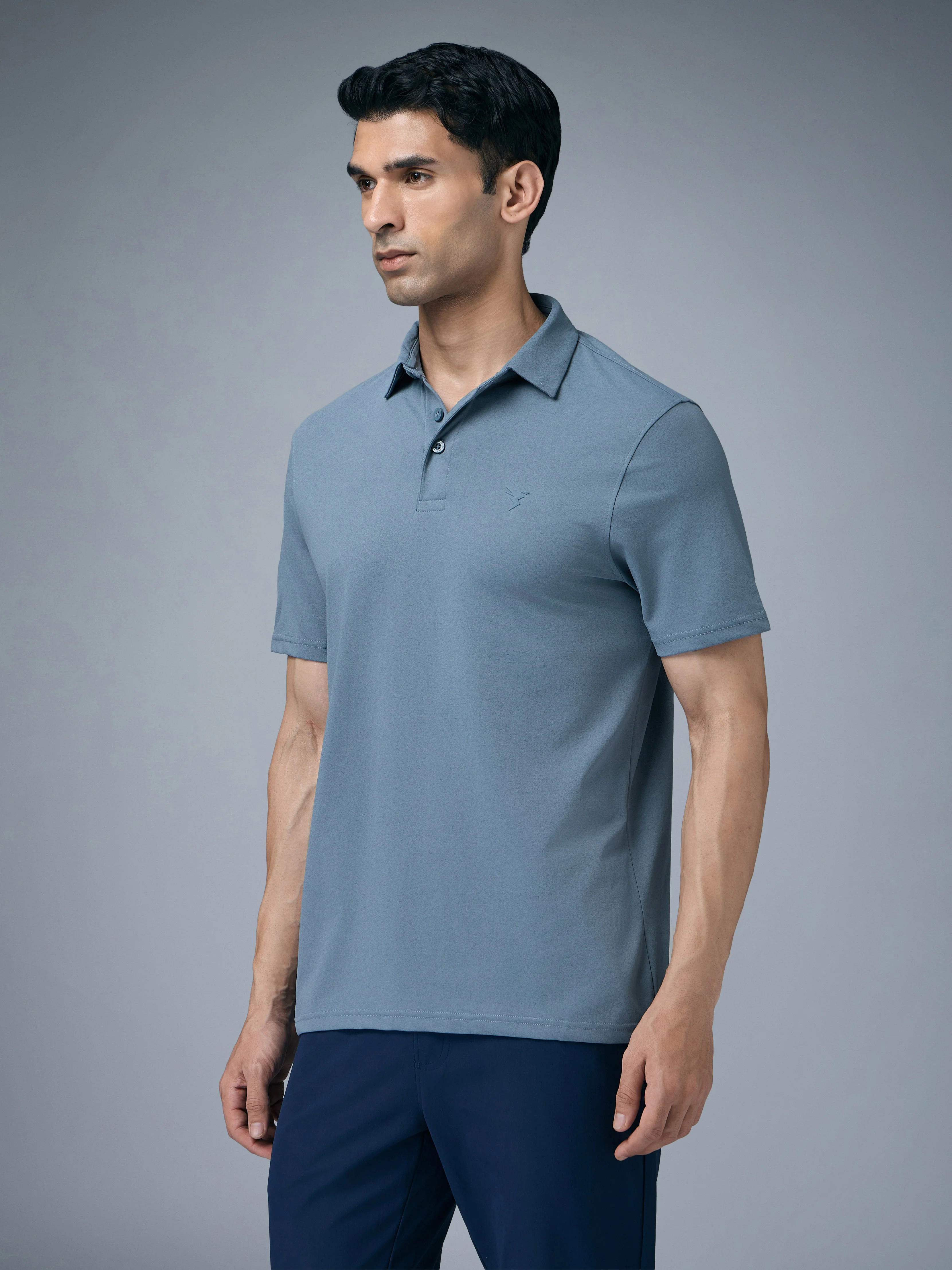 Men Solid Slim Fit Polo T-shirt with COTFLEX - Image 4