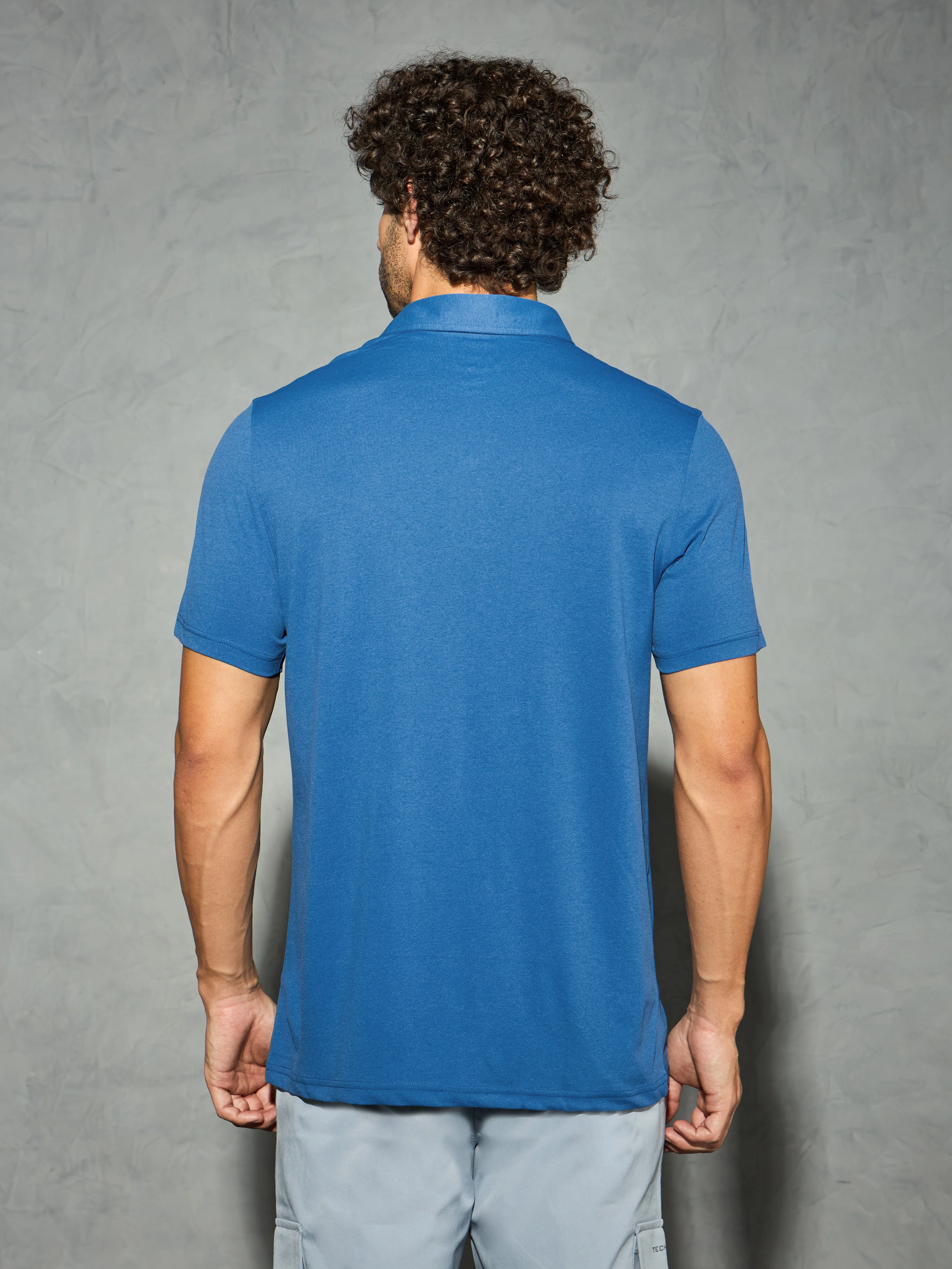 Men Solid Slim Fit Polo T-shirt with COTFLEX - Image 2