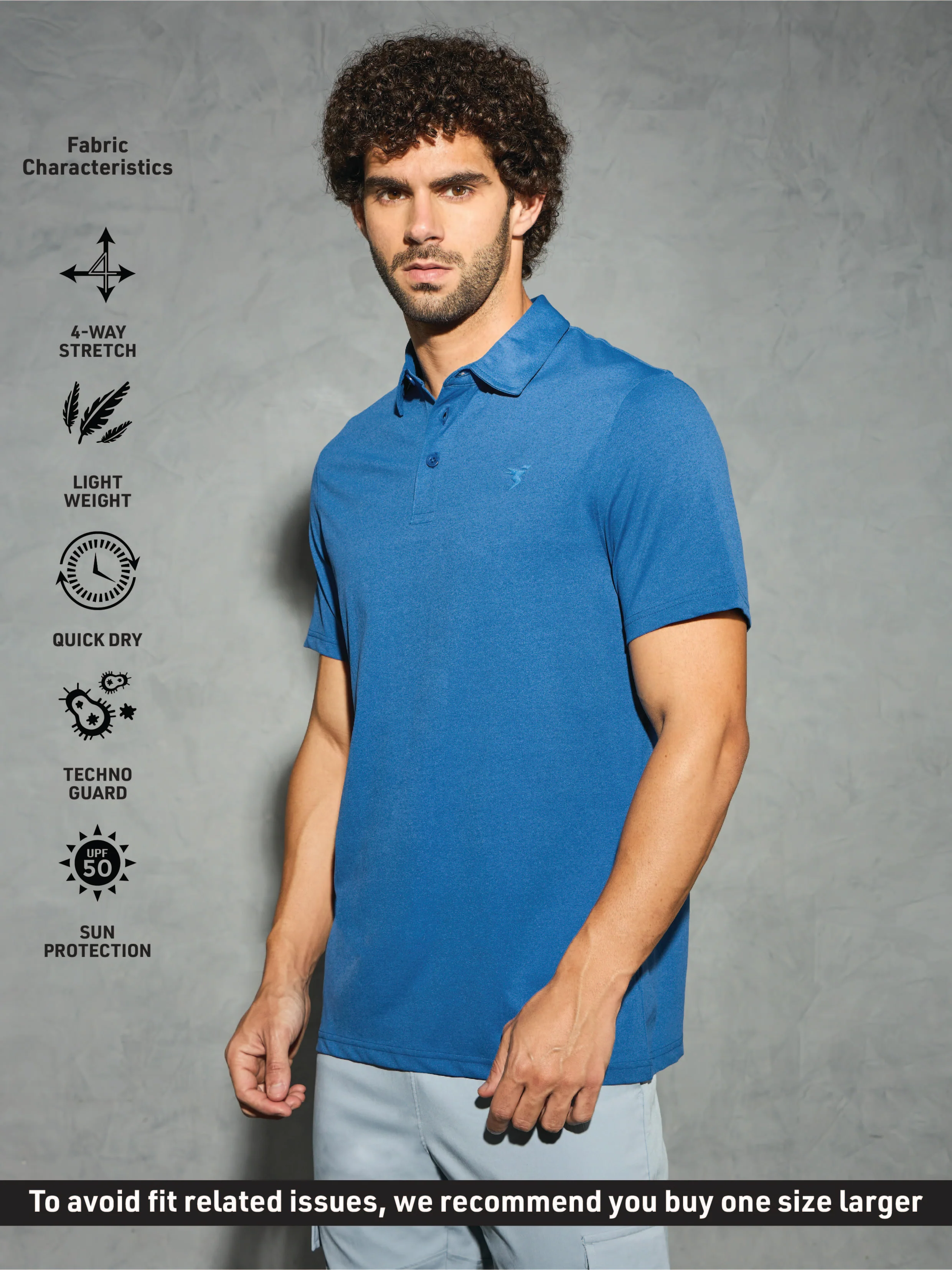 Men Solid Slim Fit Polo T-shirt with COTFLEX - Image 3