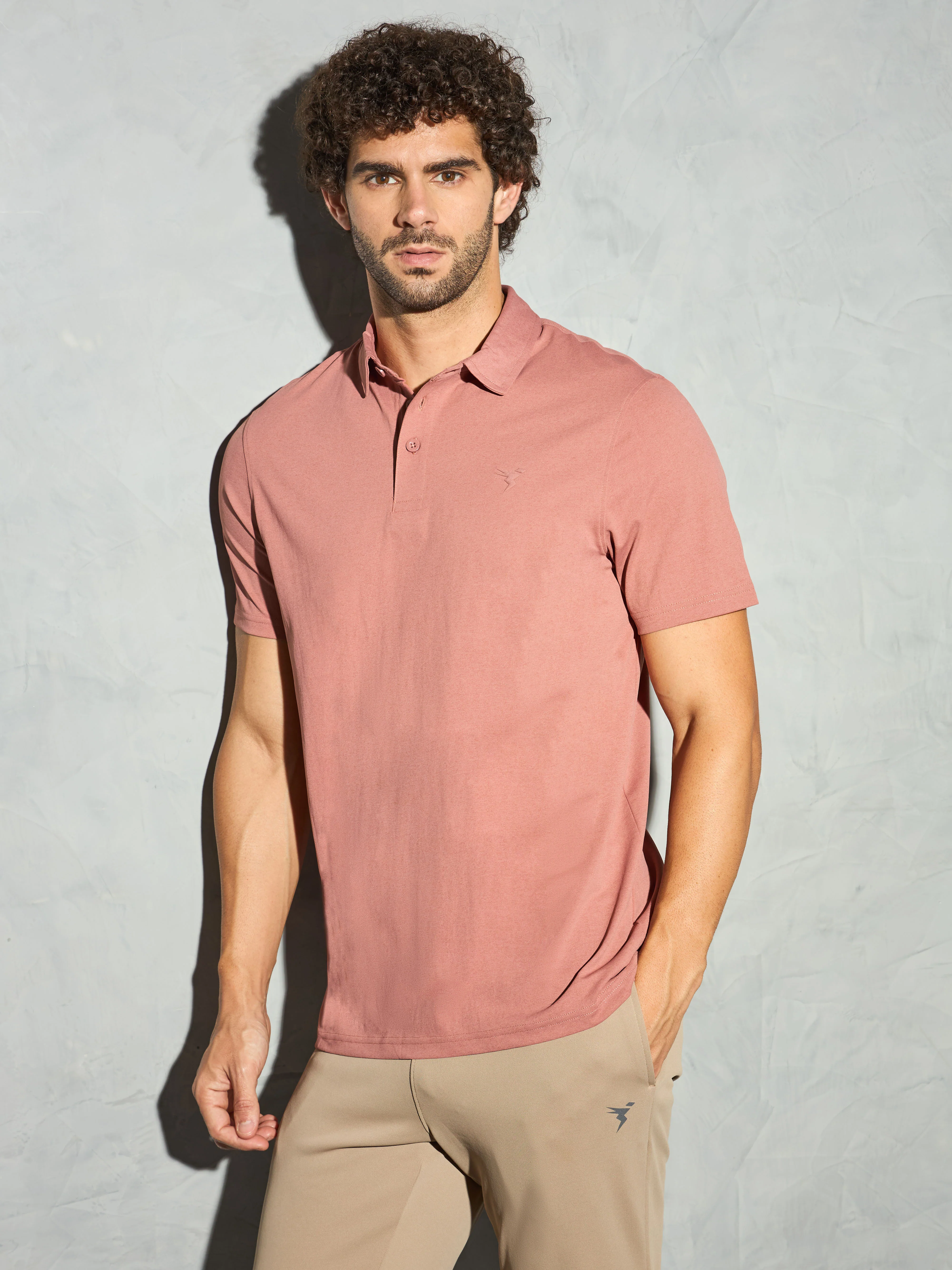 Men Solid Slim Fit Polo T-shirt with COTFLEX - Image 2