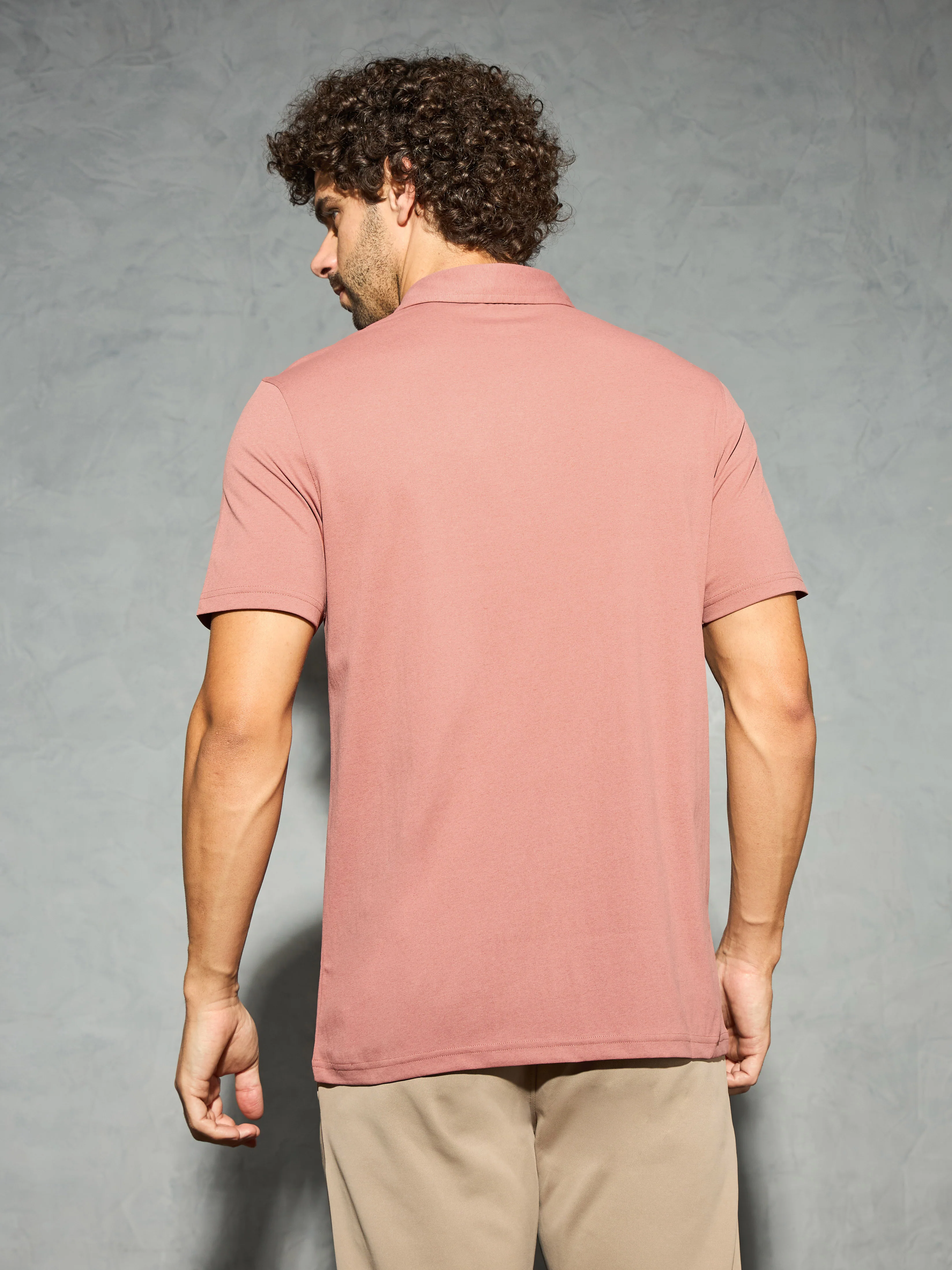 Men Solid Slim Fit Polo T-shirt with COTFLEX - Image 2