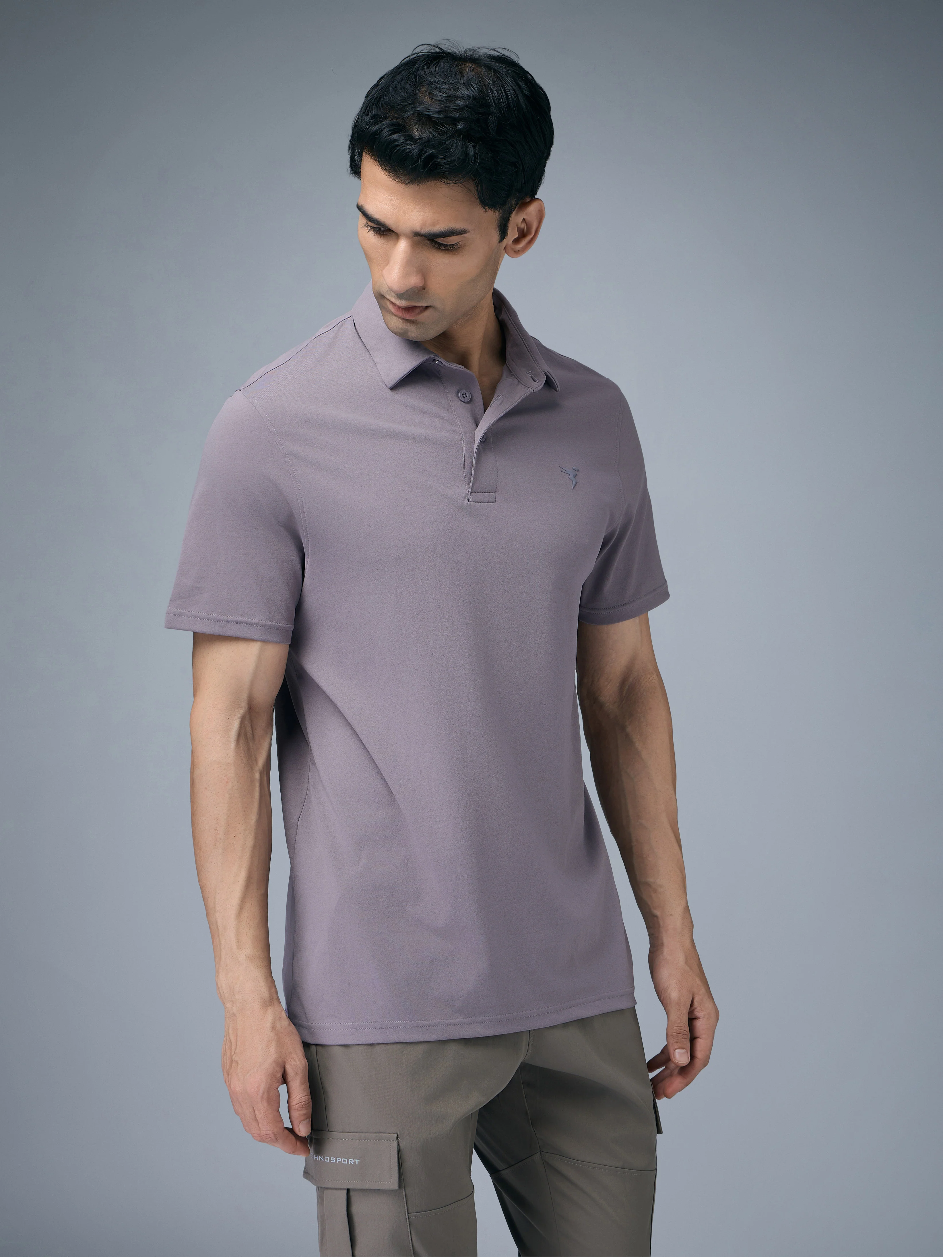 Men Solid Slim Fit Polo T-shirt with COTFLEX - Image 4
