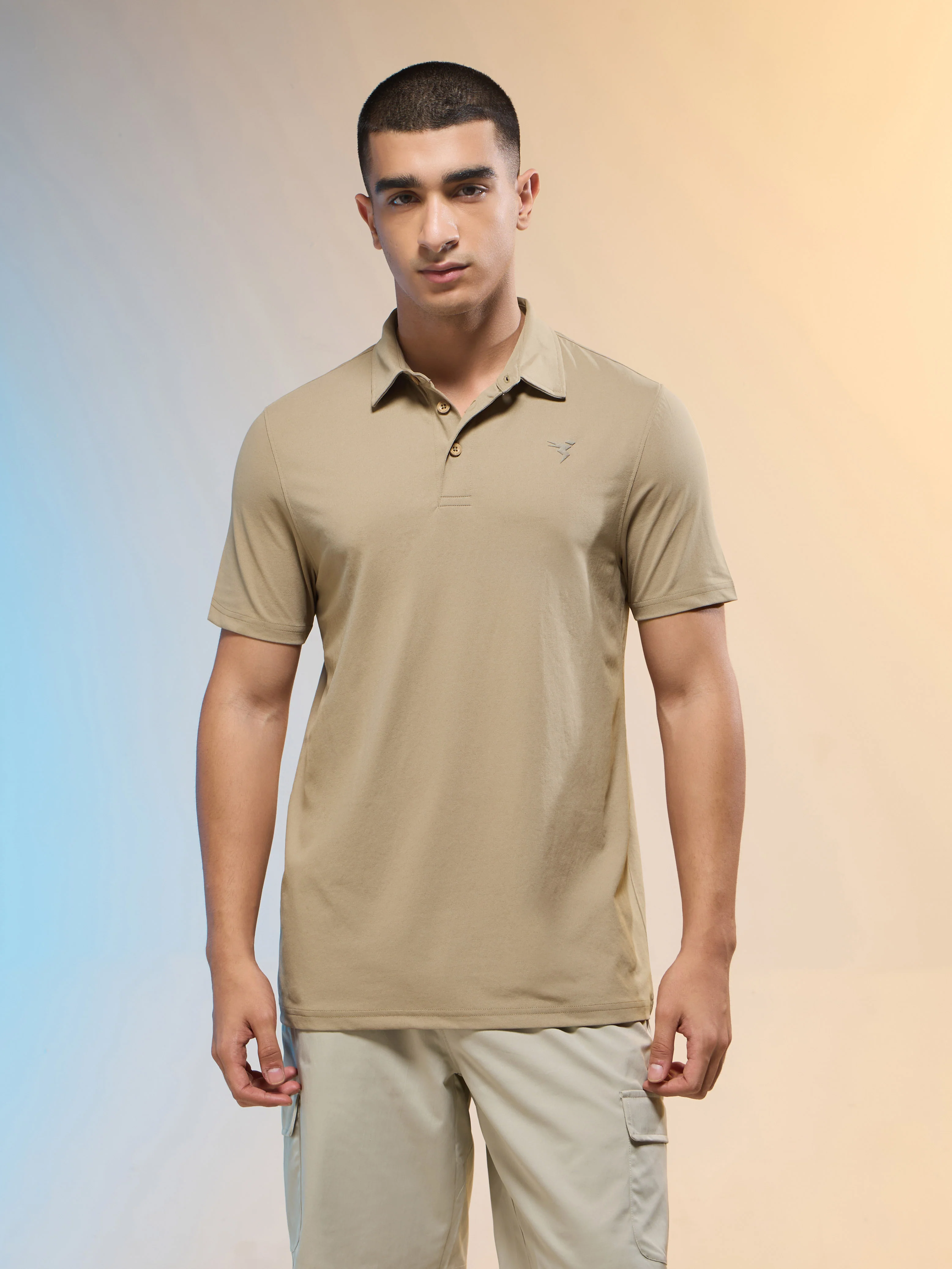 Men Solid Slim Fit Polo T-shirt with COTFLEX - Image 2