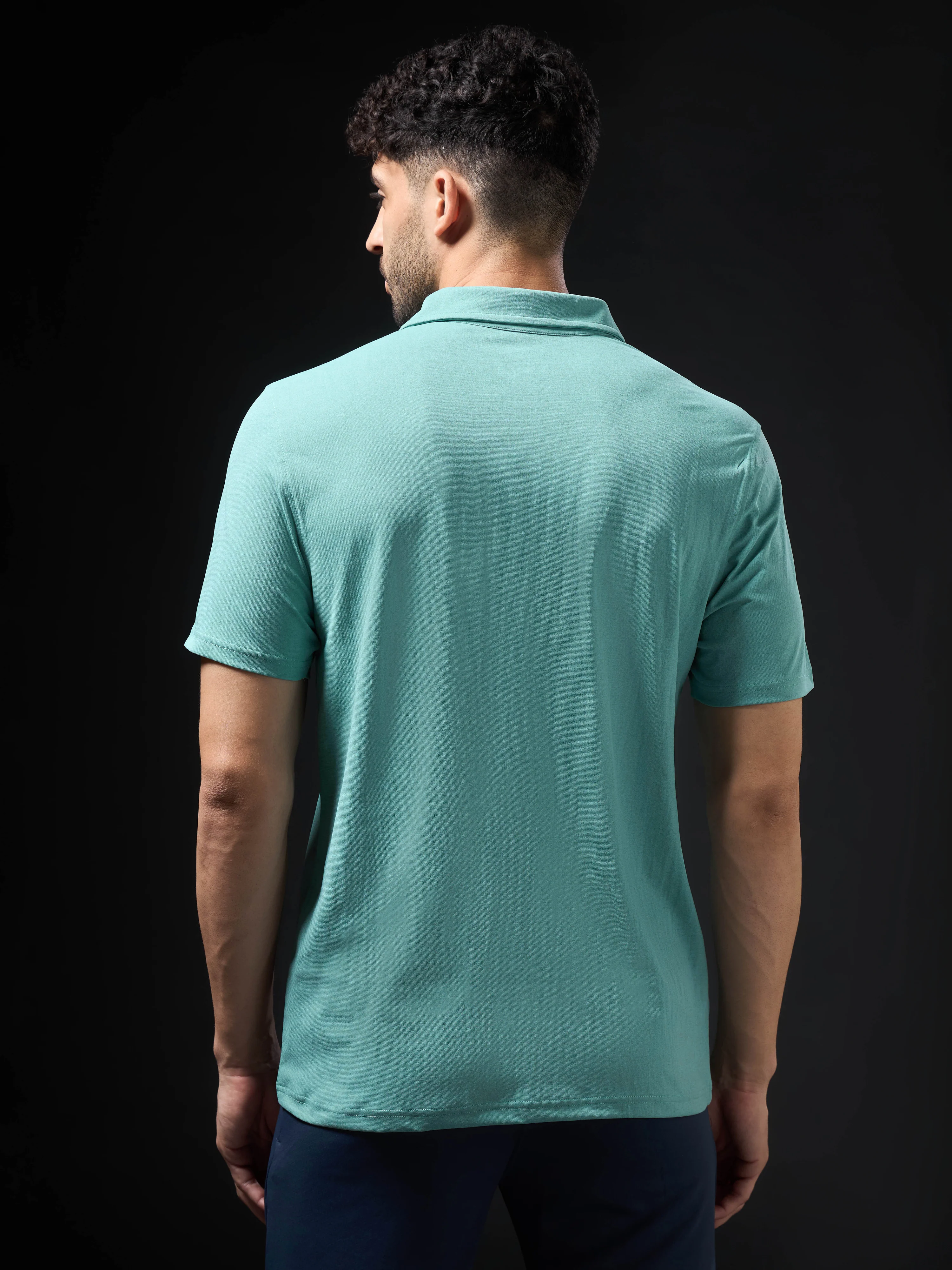 Men Solid Slim Fit Polo T-shirt with COTFLEX - Image 2
