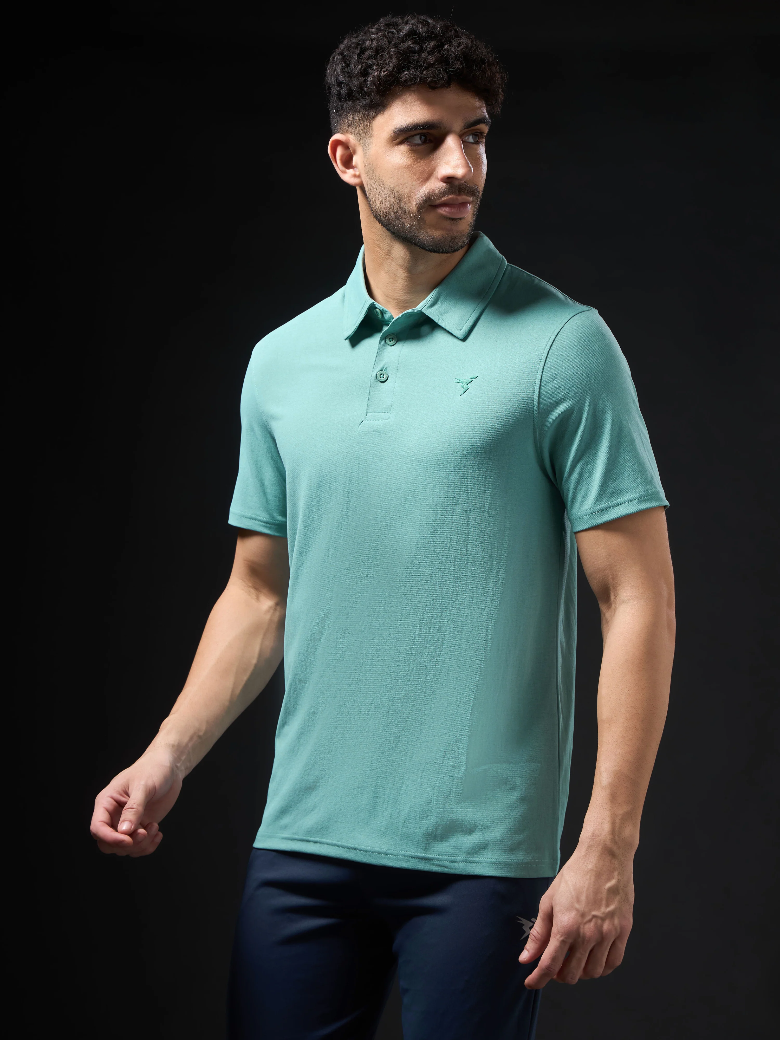 Men Solid Slim Fit Polo T-shirt with COTFLEX - Image 3