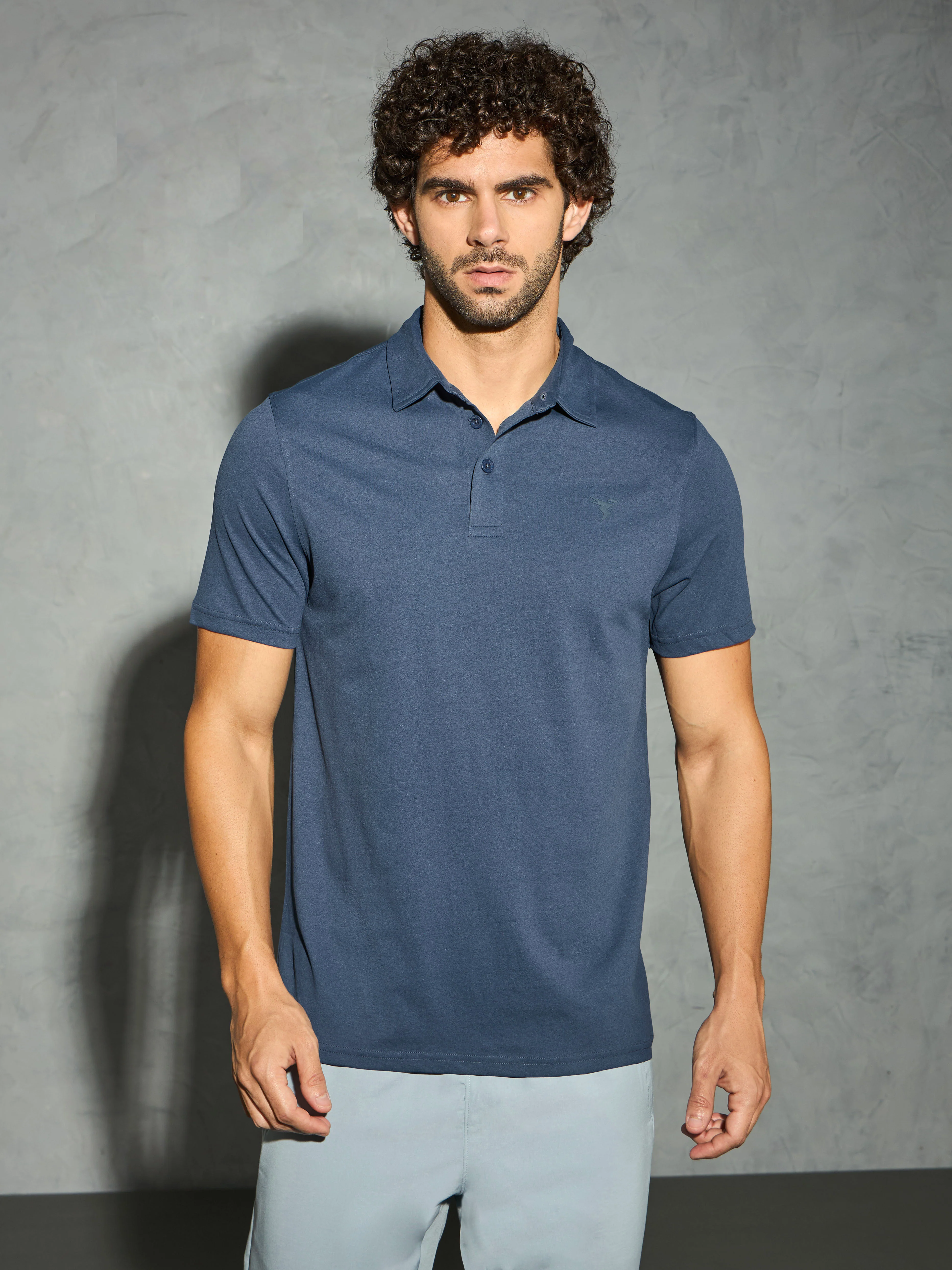Men Solid Slim Fit Polo T-shirt with COTFLEX - Image 2