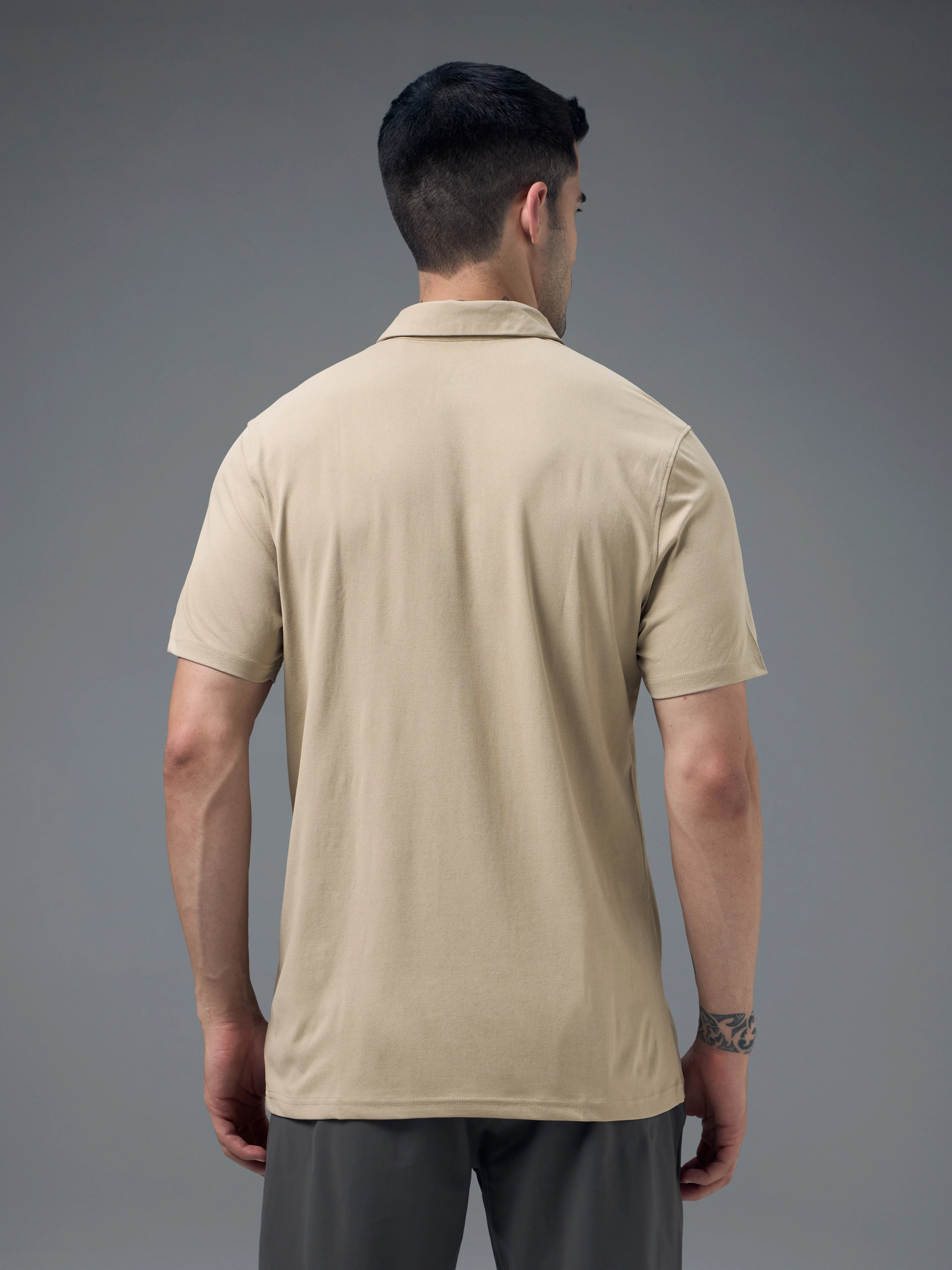Men Solid Slim Fit Polo T-shirt with COTFLEX - Image 3