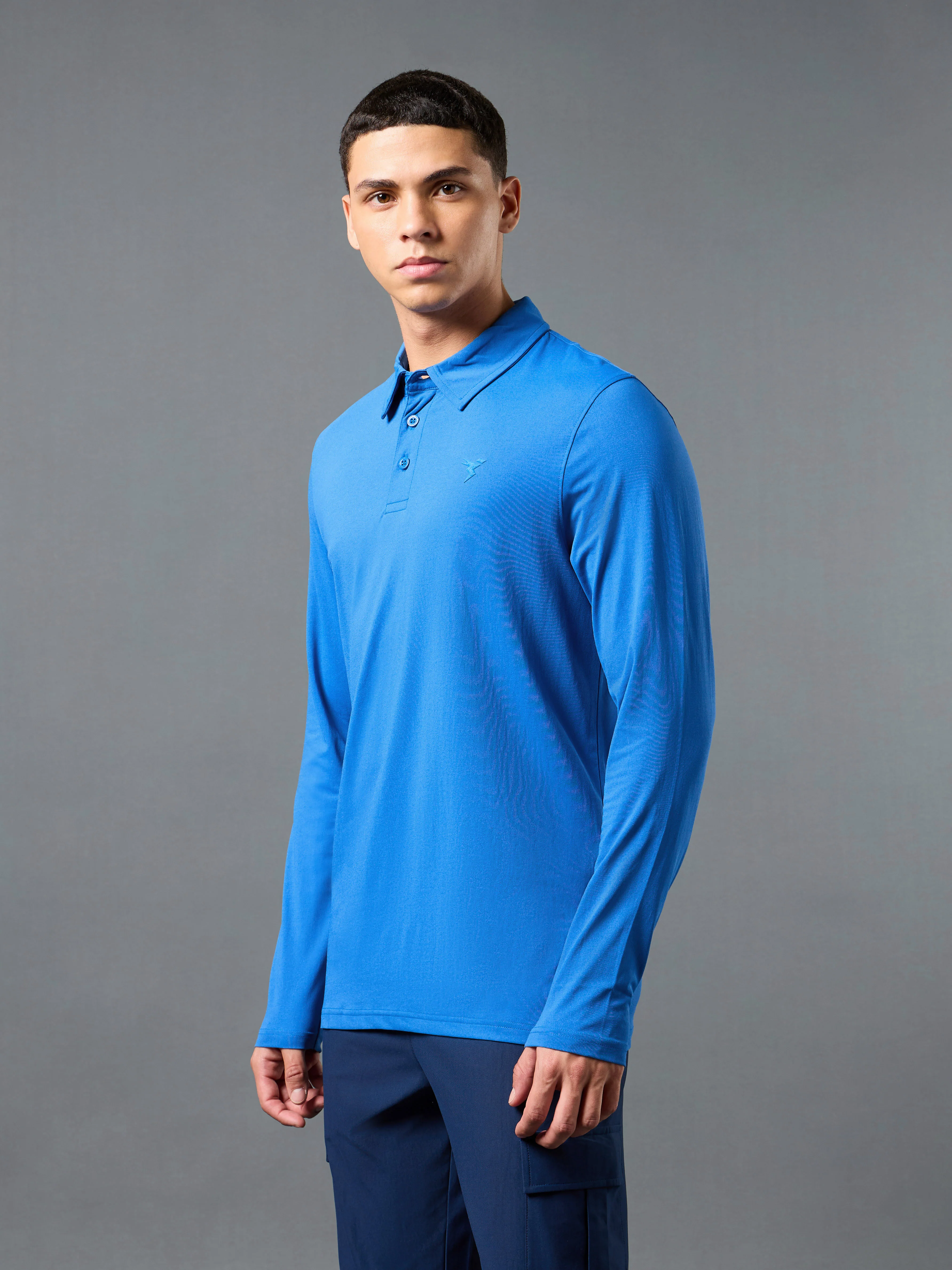 Men Solid Slim Fit Polo T-shirt with COTFLEX - Image 4