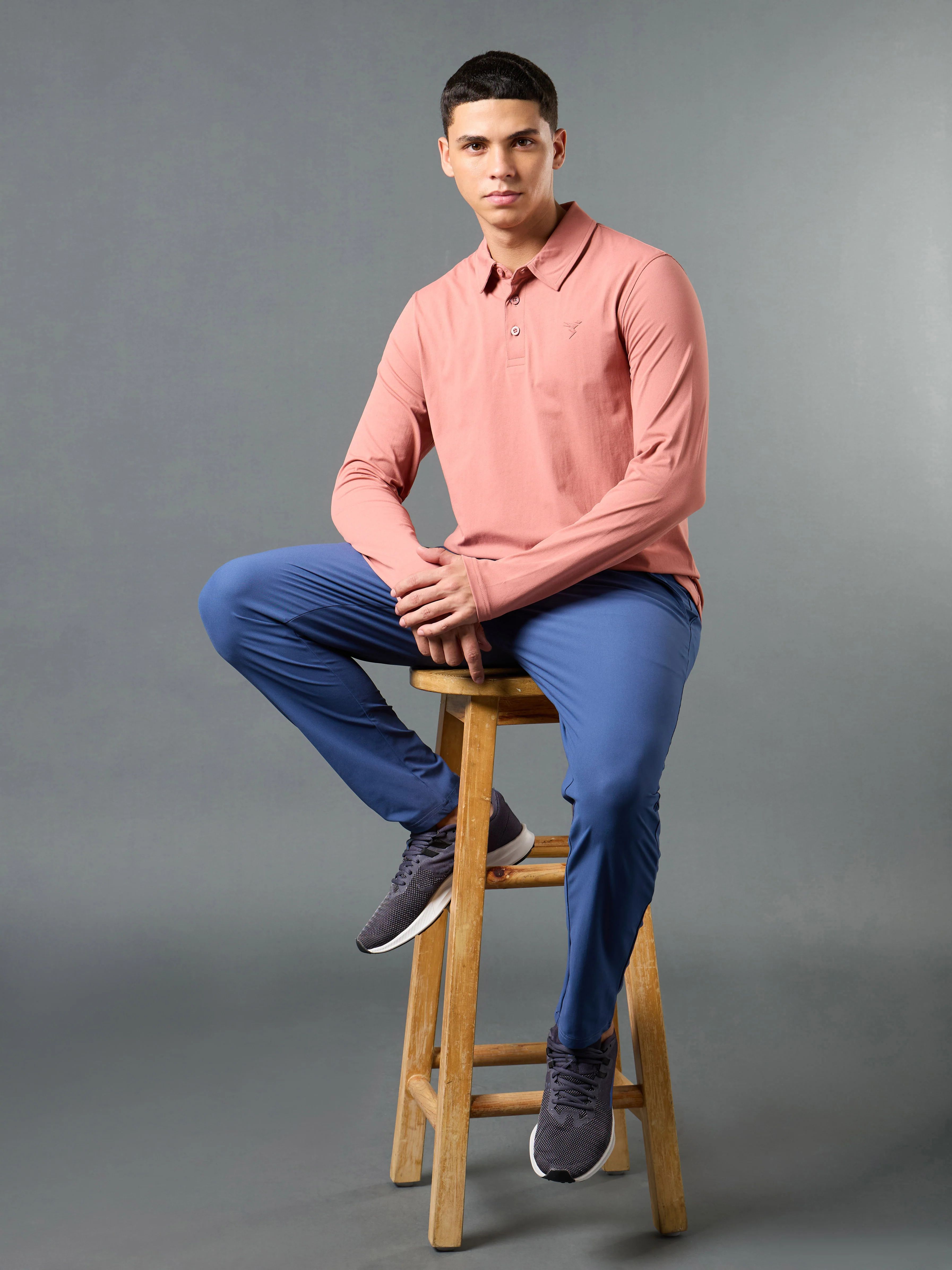 Men Solid Slim Fit Polo T-shirt with COTFLEX - Image 2