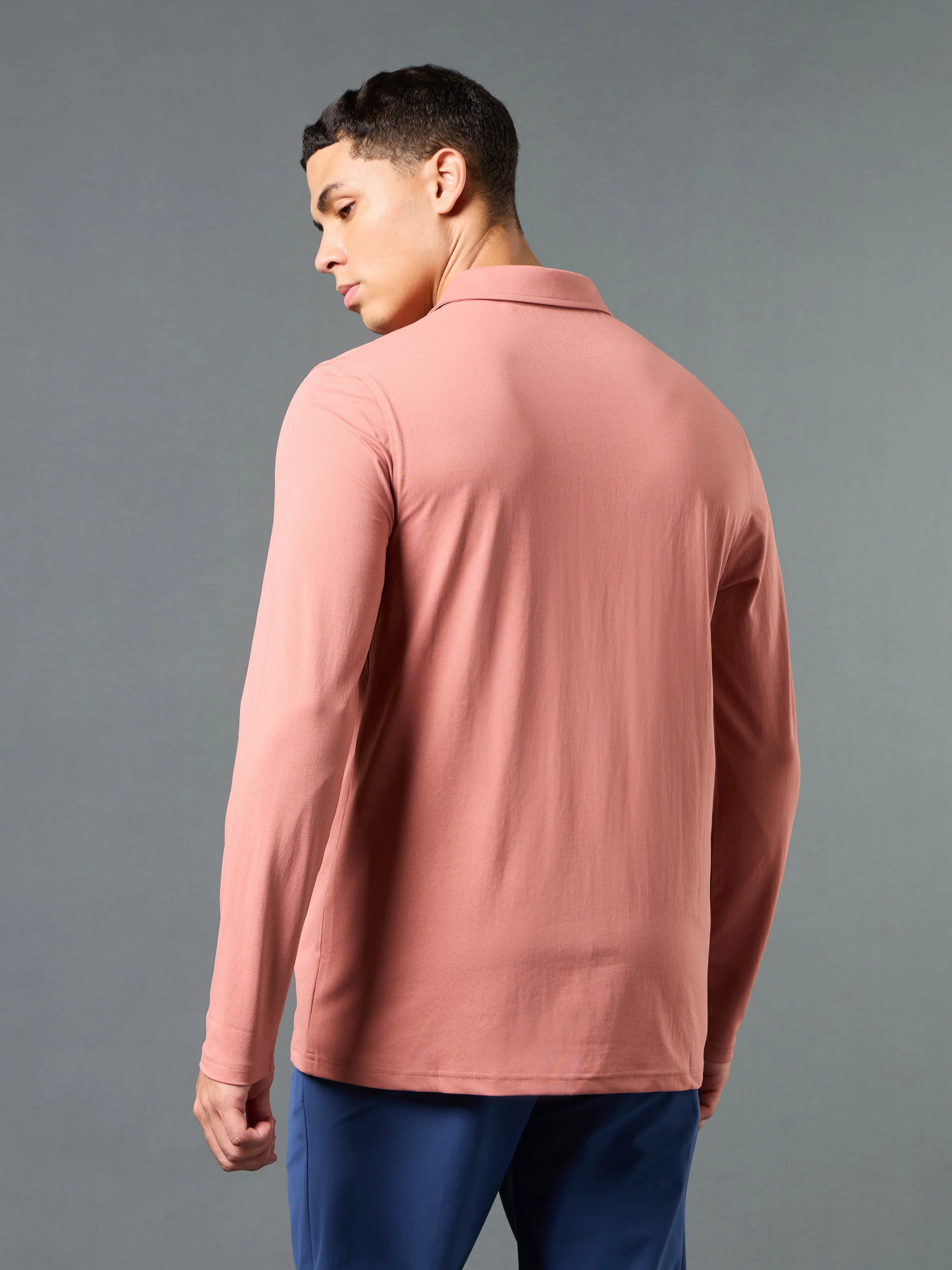 Men Solid Slim Fit Polo T-shirt with COTFLEX - Image 3