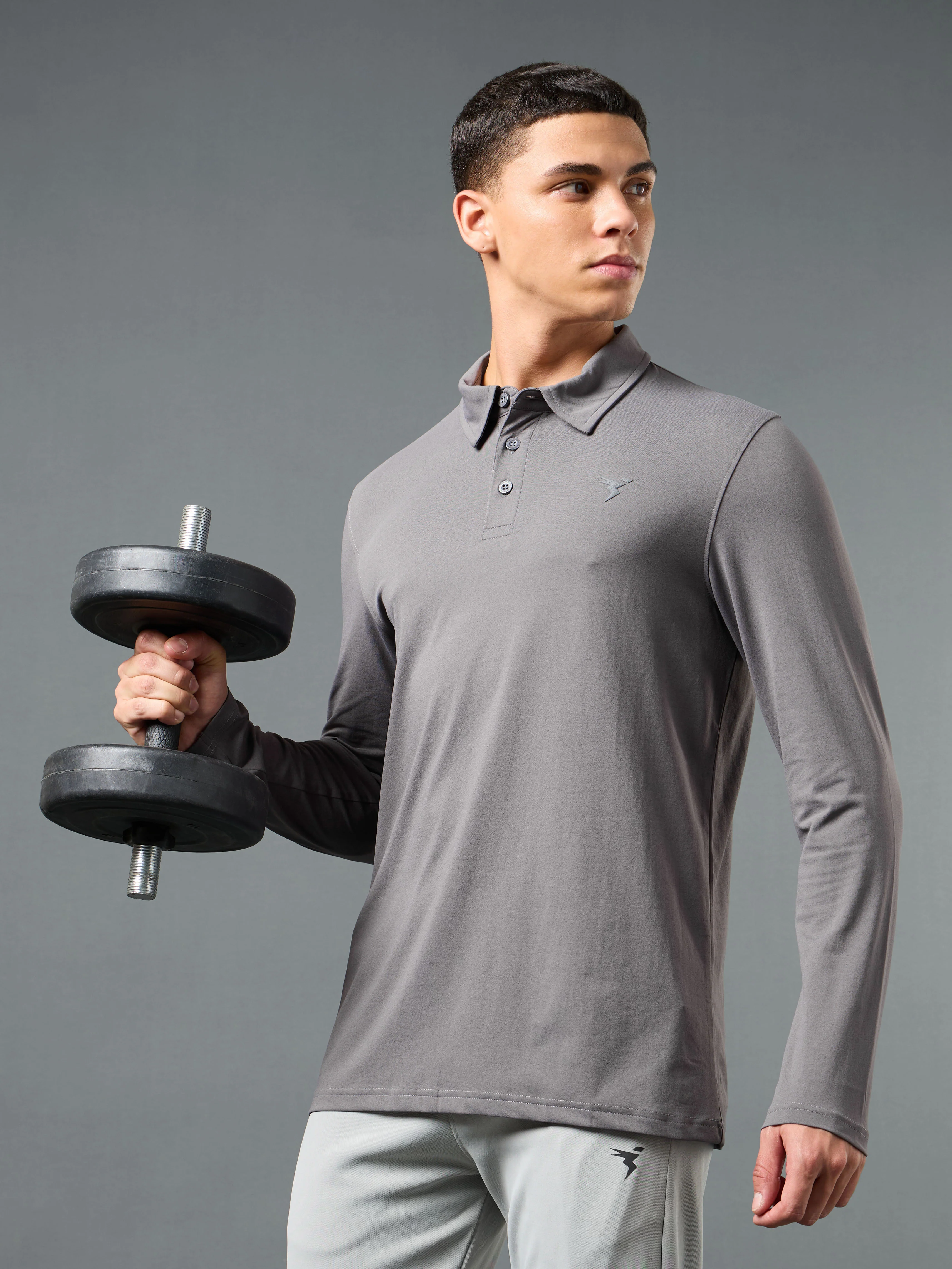 Men Solid Slim Fit Polo T-shirt with COTFLEX - Image 2