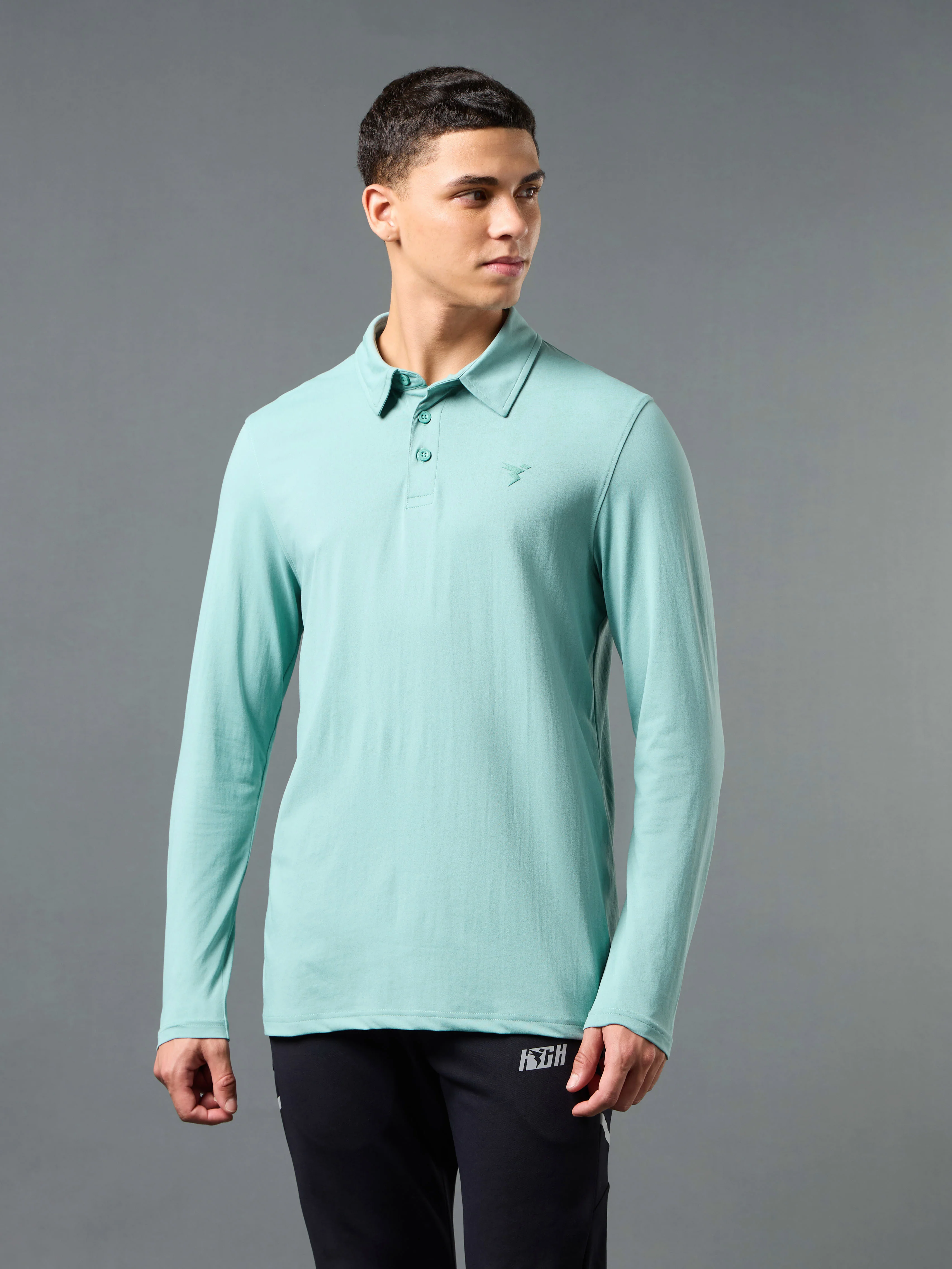 Men Solid Slim Fit Polo T-shirt with COTFLEX - Image 2