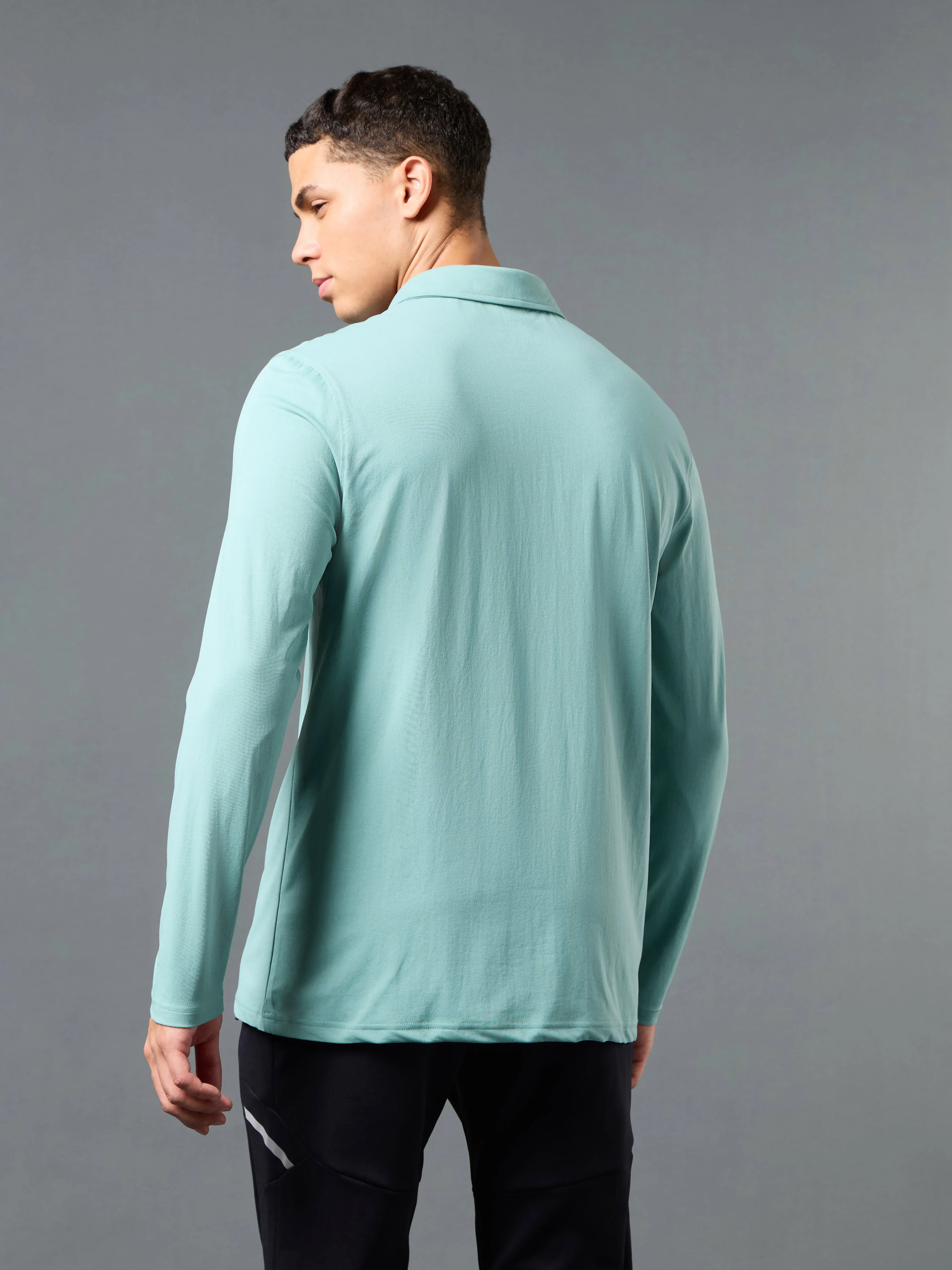 Men Solid Slim Fit Polo T-shirt with COTFLEX - Image 3