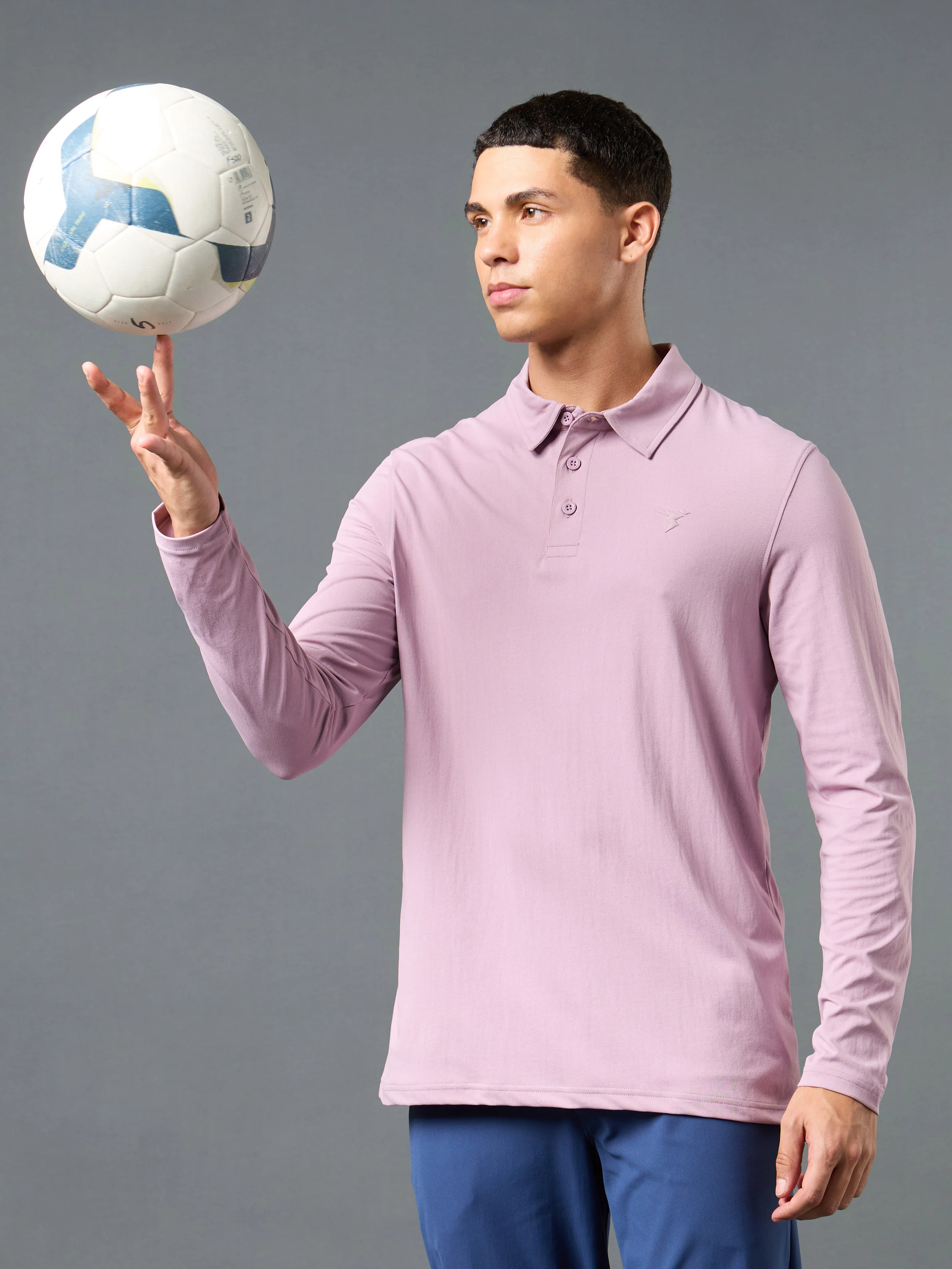 Men Solid Slim Fit Polo T-shirt with COTFLEX - Image 2